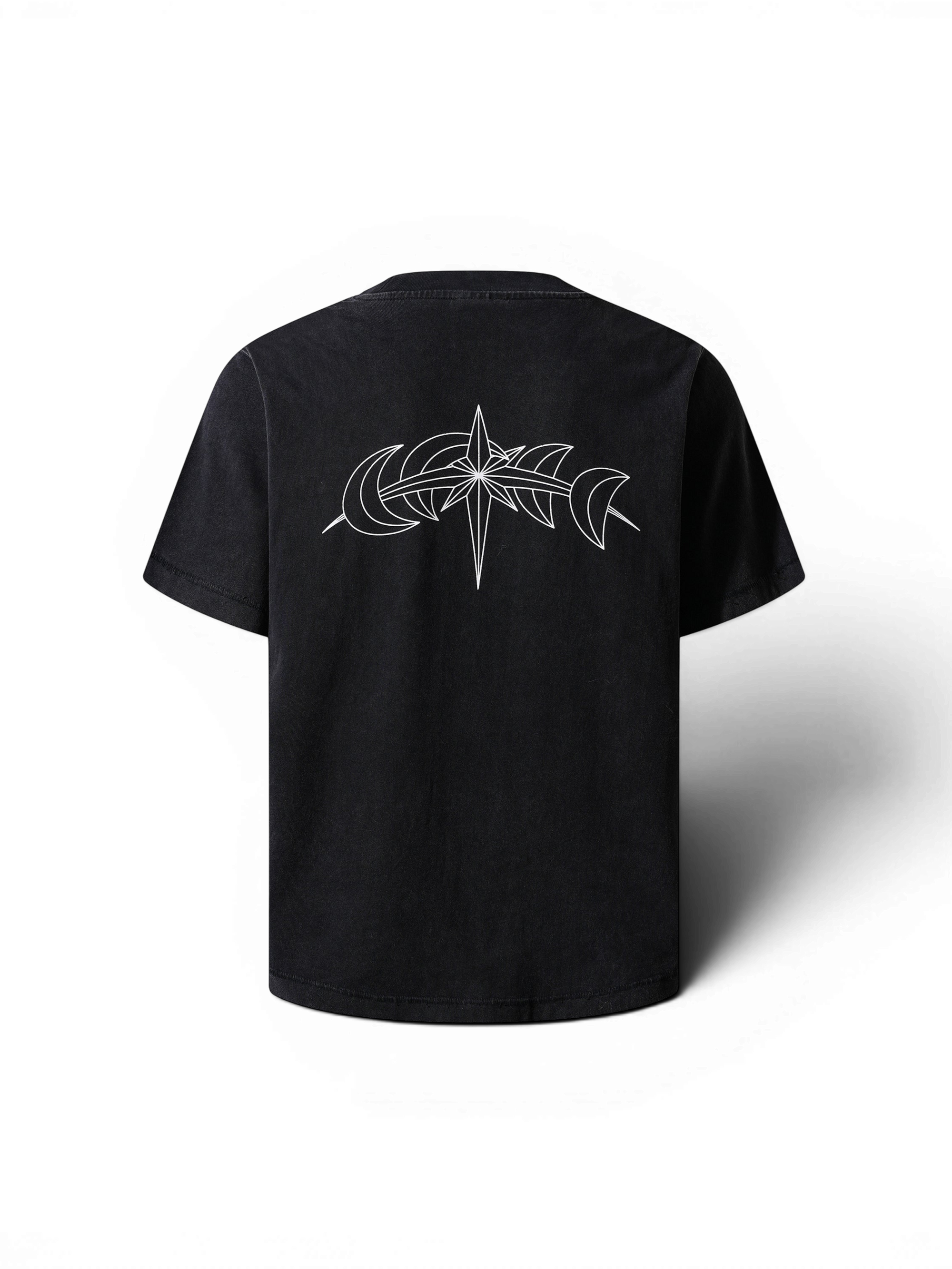TBHNP Luminous Dawn double-headed eagle washed cotton t-shirt, black — men's streetwear graphic tee