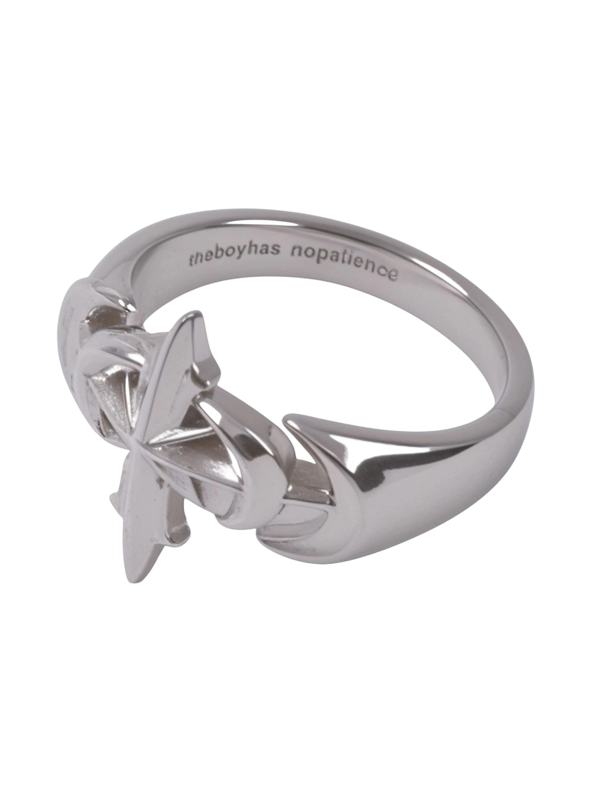 TBHNP logo white gold plated gothic ring, silver — streetwear jewelry accessory