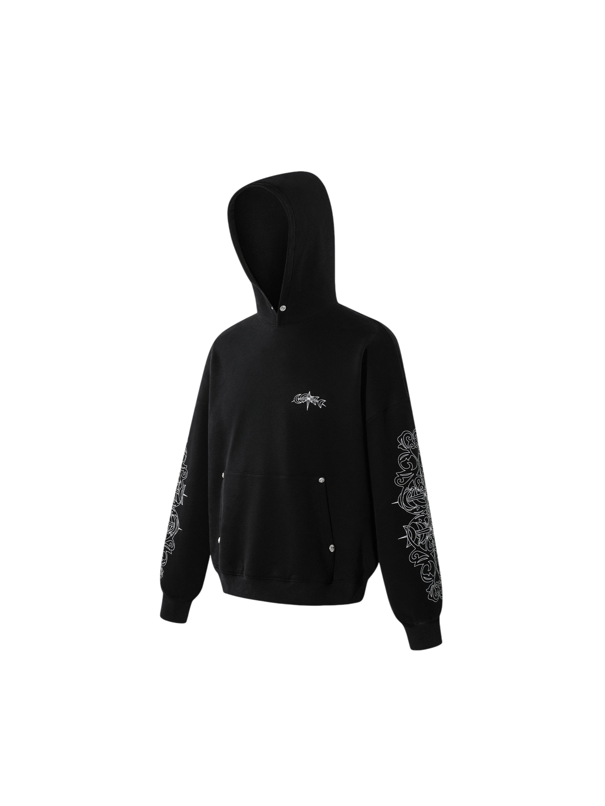 TBHNP glitter-print cotton hoodie in black — product view 2
