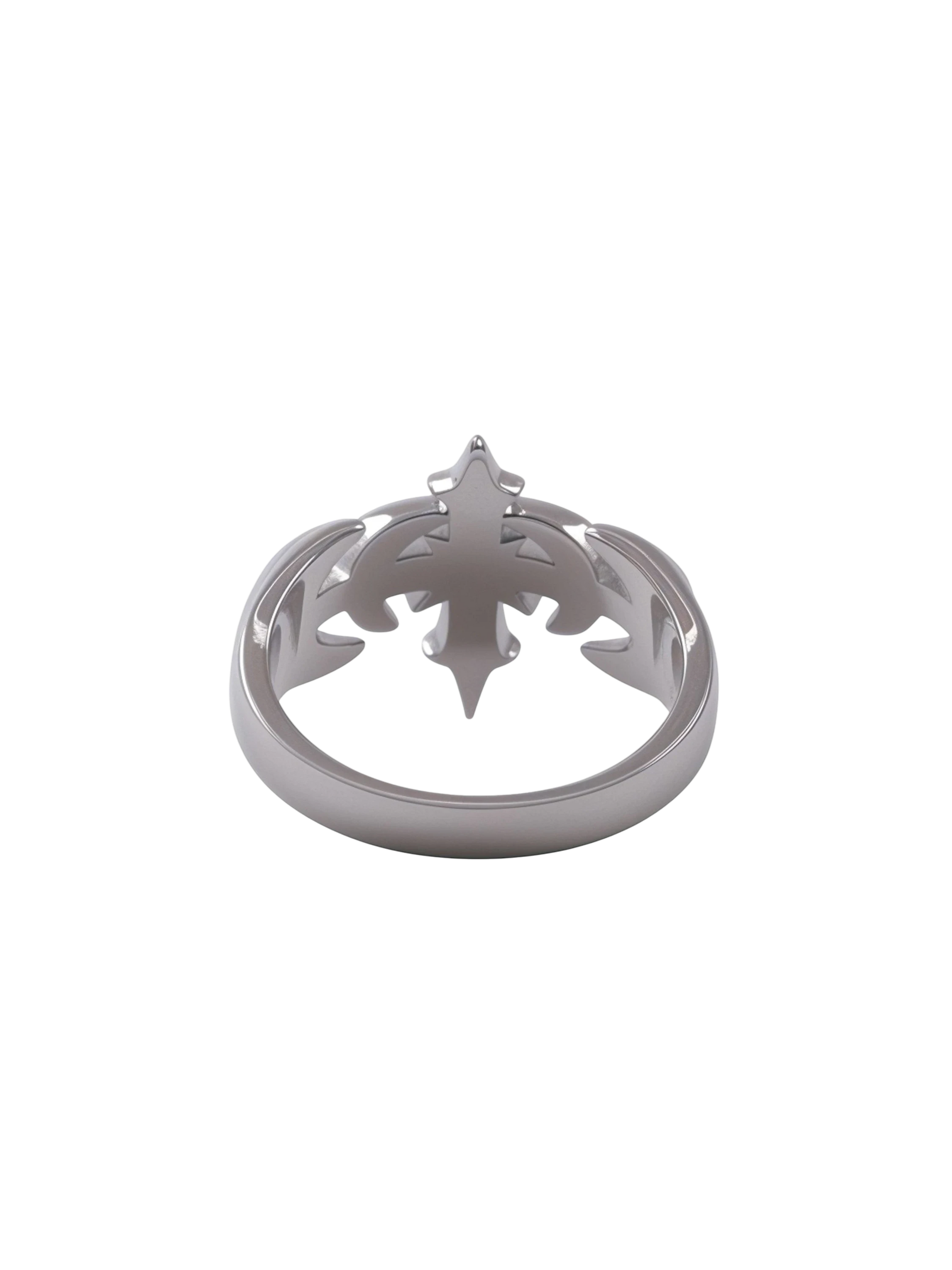 TBHNP logo white gold plated gothic ring, silver — streetwear jewelry accessory