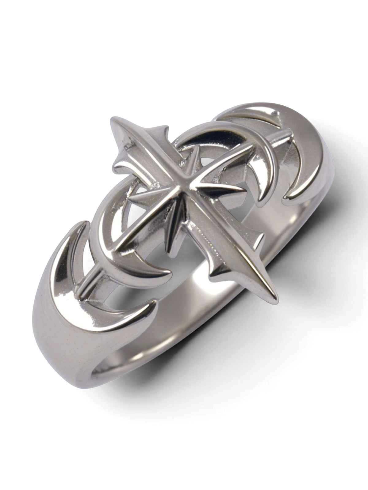 TBHNP logo white gold plated gothic ring, silver — streetwear jewelry accessory