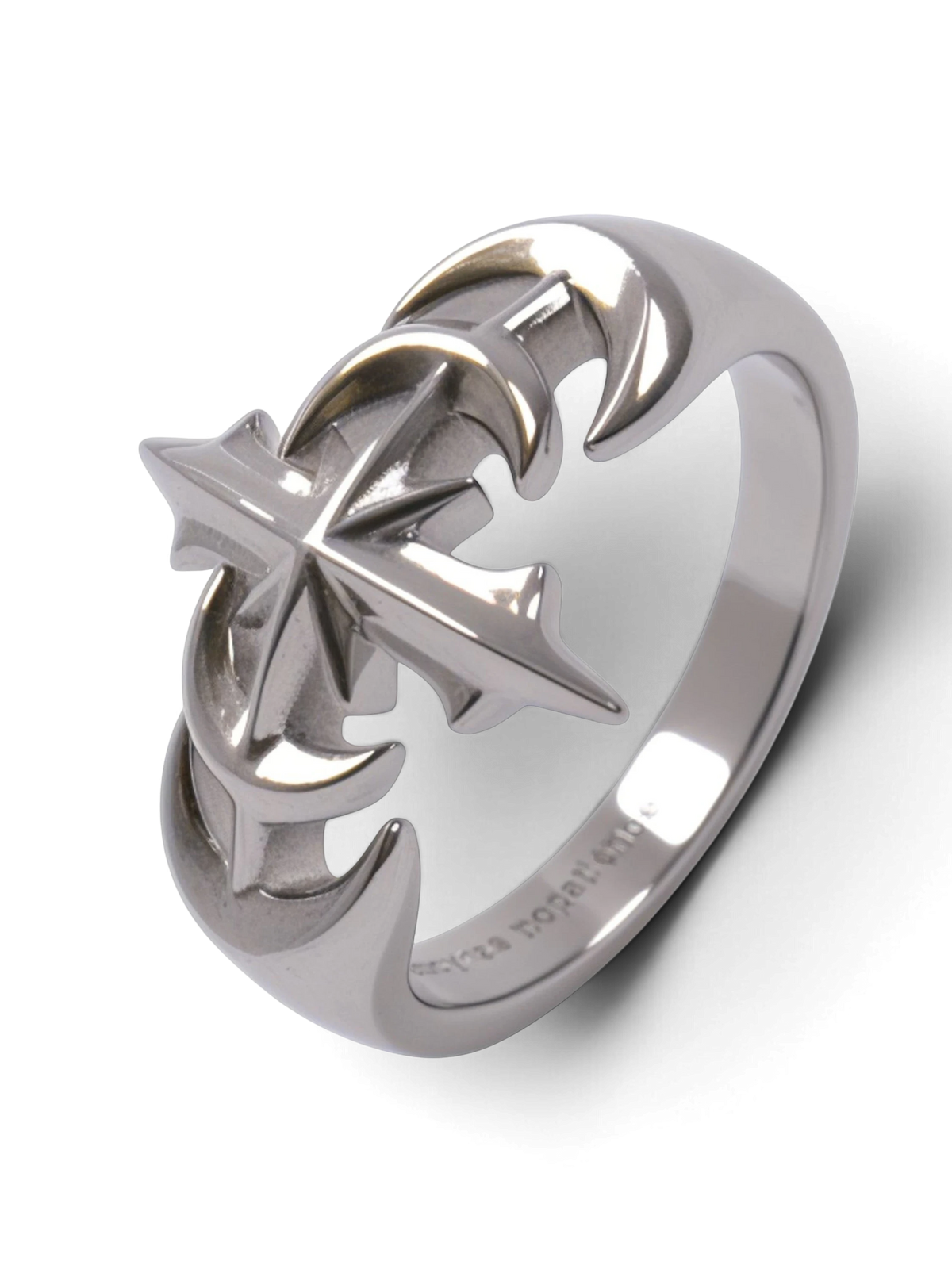 TBHNP logo white gold plated gothic ring, silver — streetwear jewelry accessory