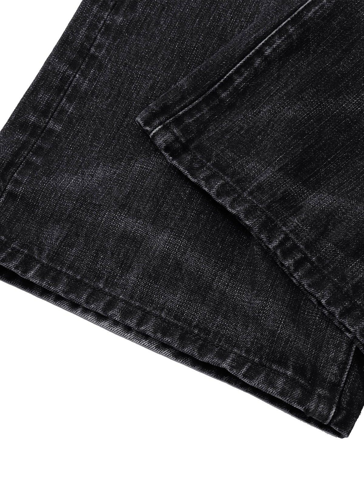 TBHNP T260017 black jeans, straight-leg hem and stitching detail.