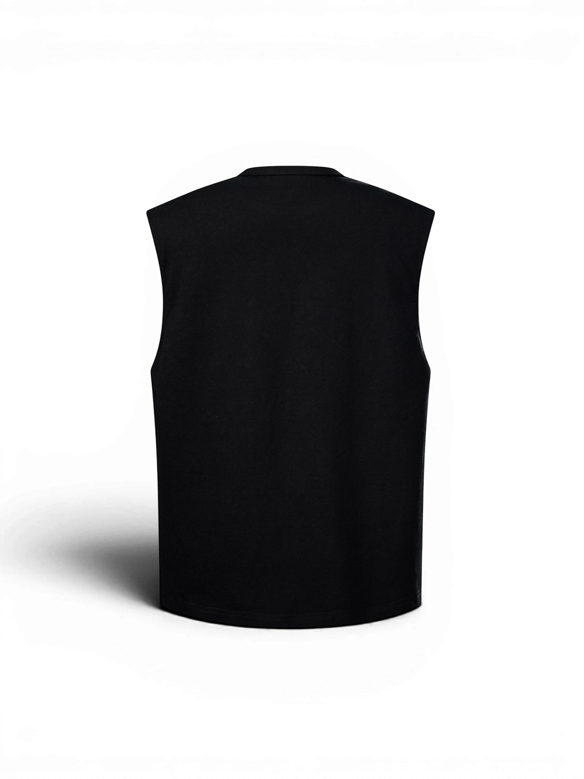 TBHNP Luminous Dawn double-headed eagle rhinestone cotton tank top, black — men's streetwear sleeveless tee