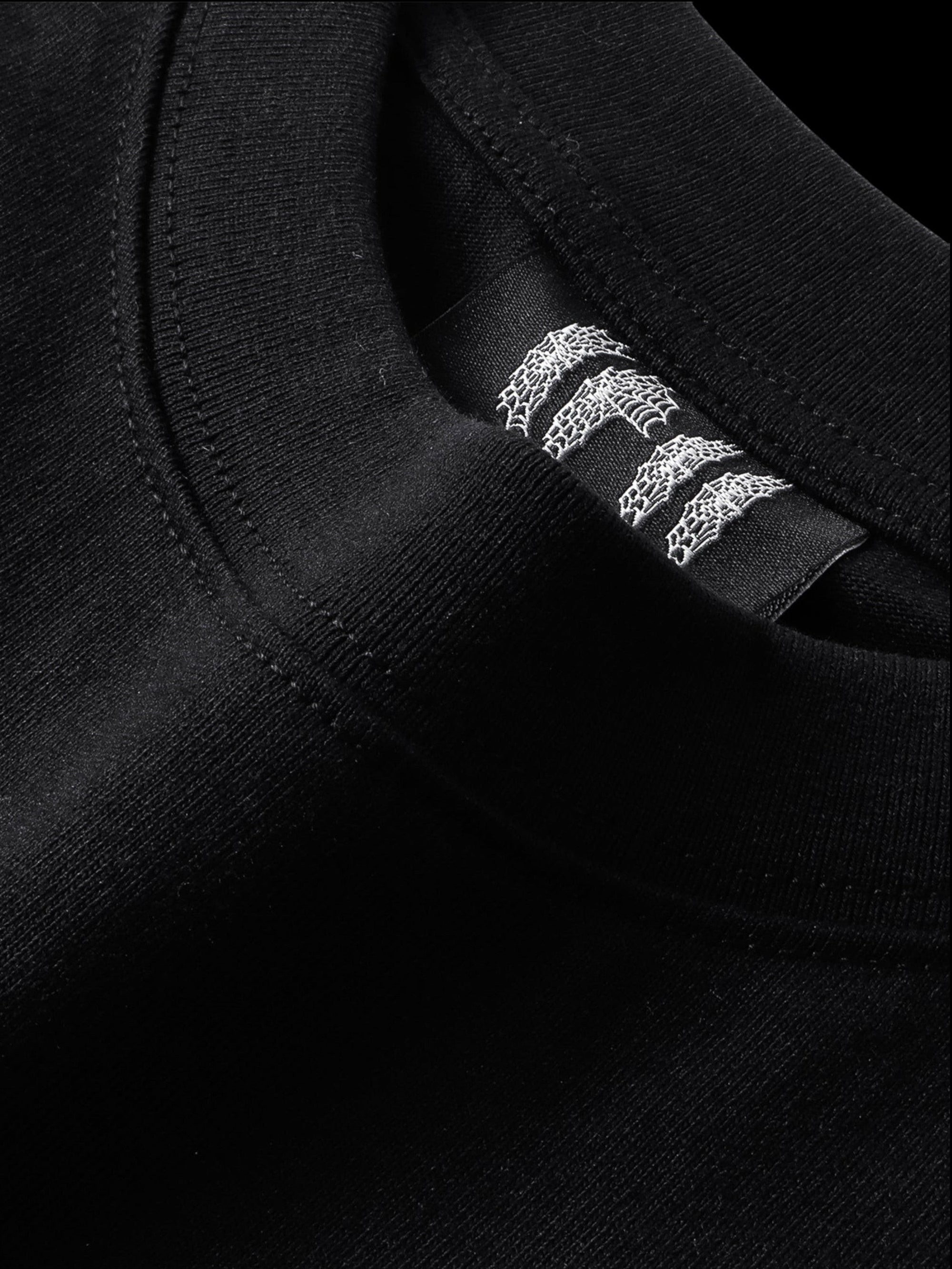 TBHNP Luminous Dawn leather patch logo cotton t-shirt, black — men's streetwear tee