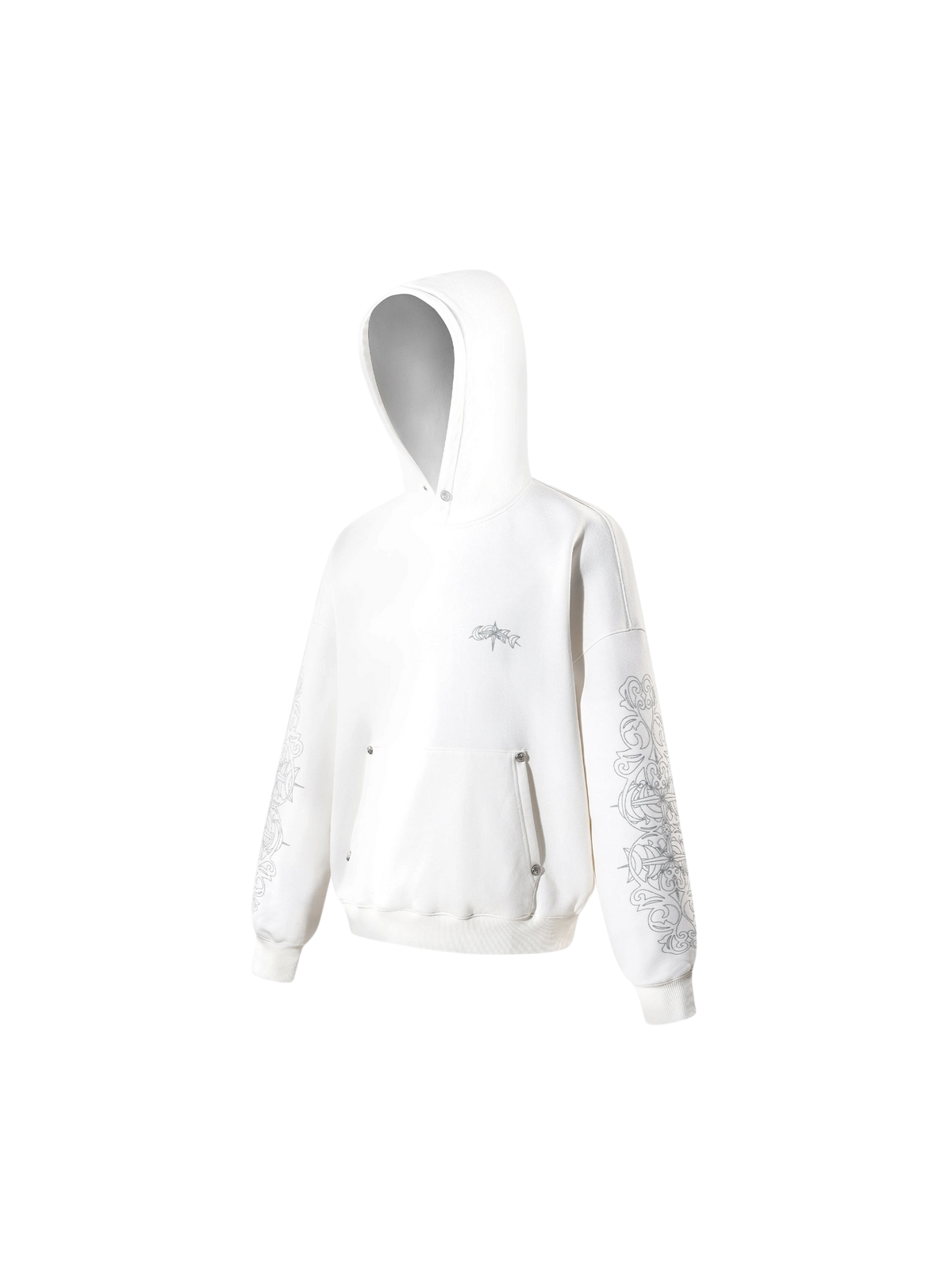 TBHNP glitter-print cotton hoodie in white — product view 2
