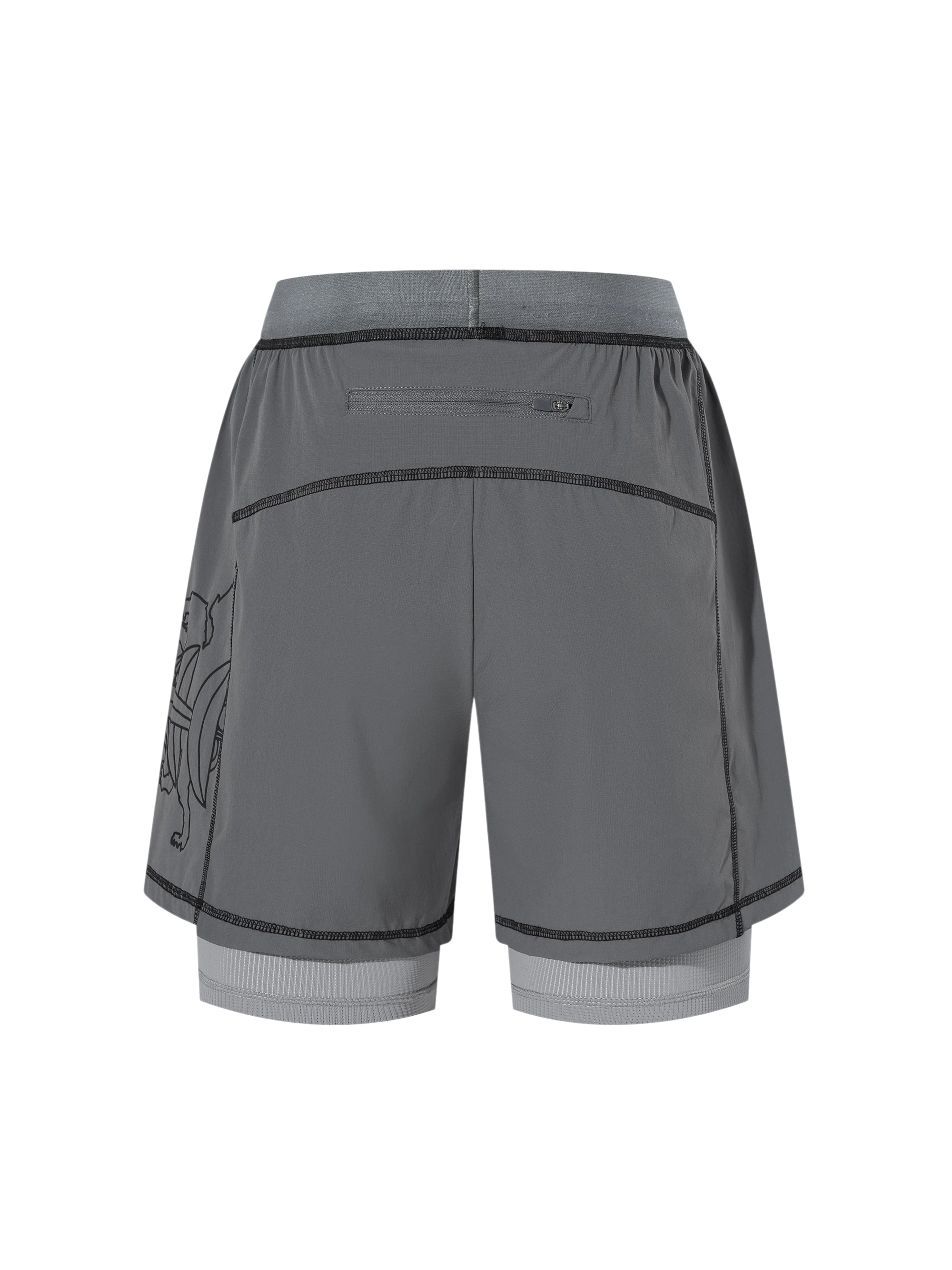 TBHNP Luminous Dawn double-headed eagle layered sports shorts — men's streetwear shorts
