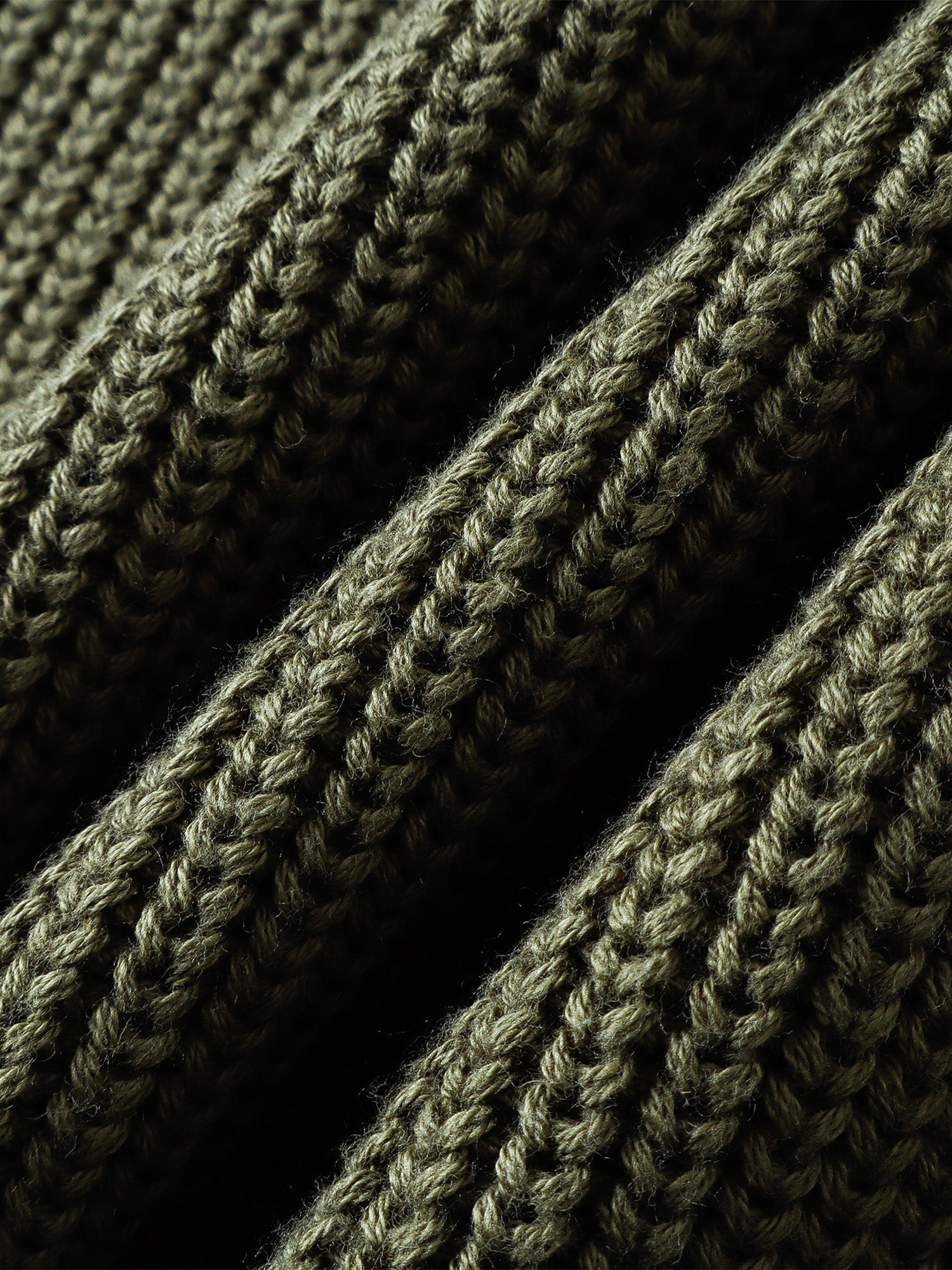 TBHNP T260007 olive green sweater, cotton knit texture close-up.