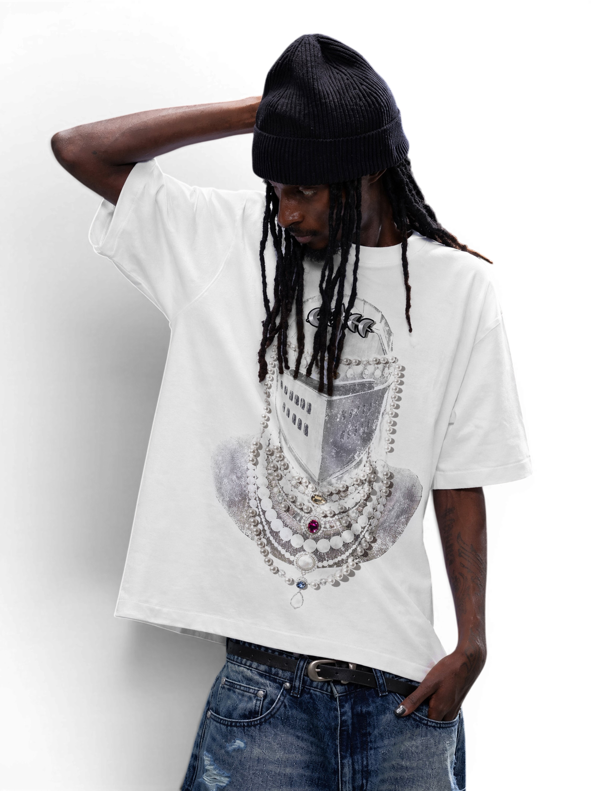 TBHNP Luminous Dawn jewel knight print cotton t-shirt — men's streetwear graphic tee