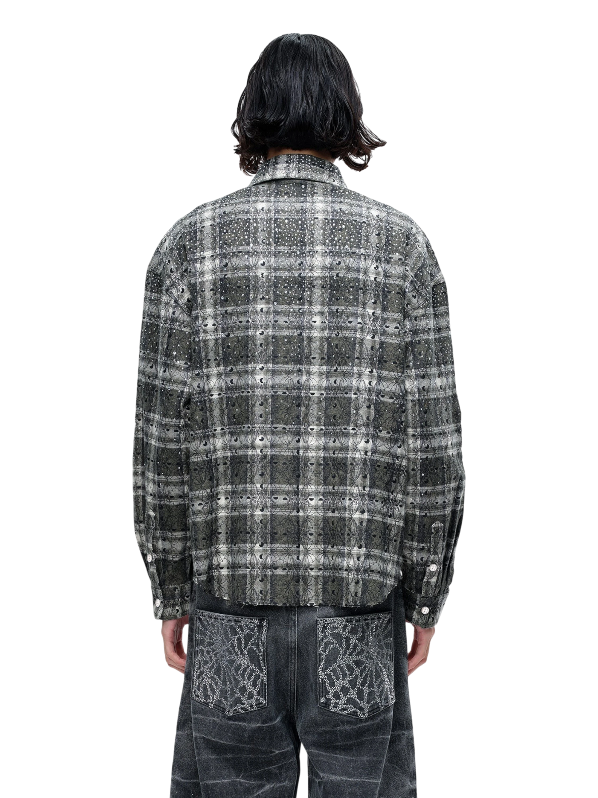 TBHNP Luminous Dawn Shadowbat buckle plaid flannel shirt — men's gothic streetwear button-up