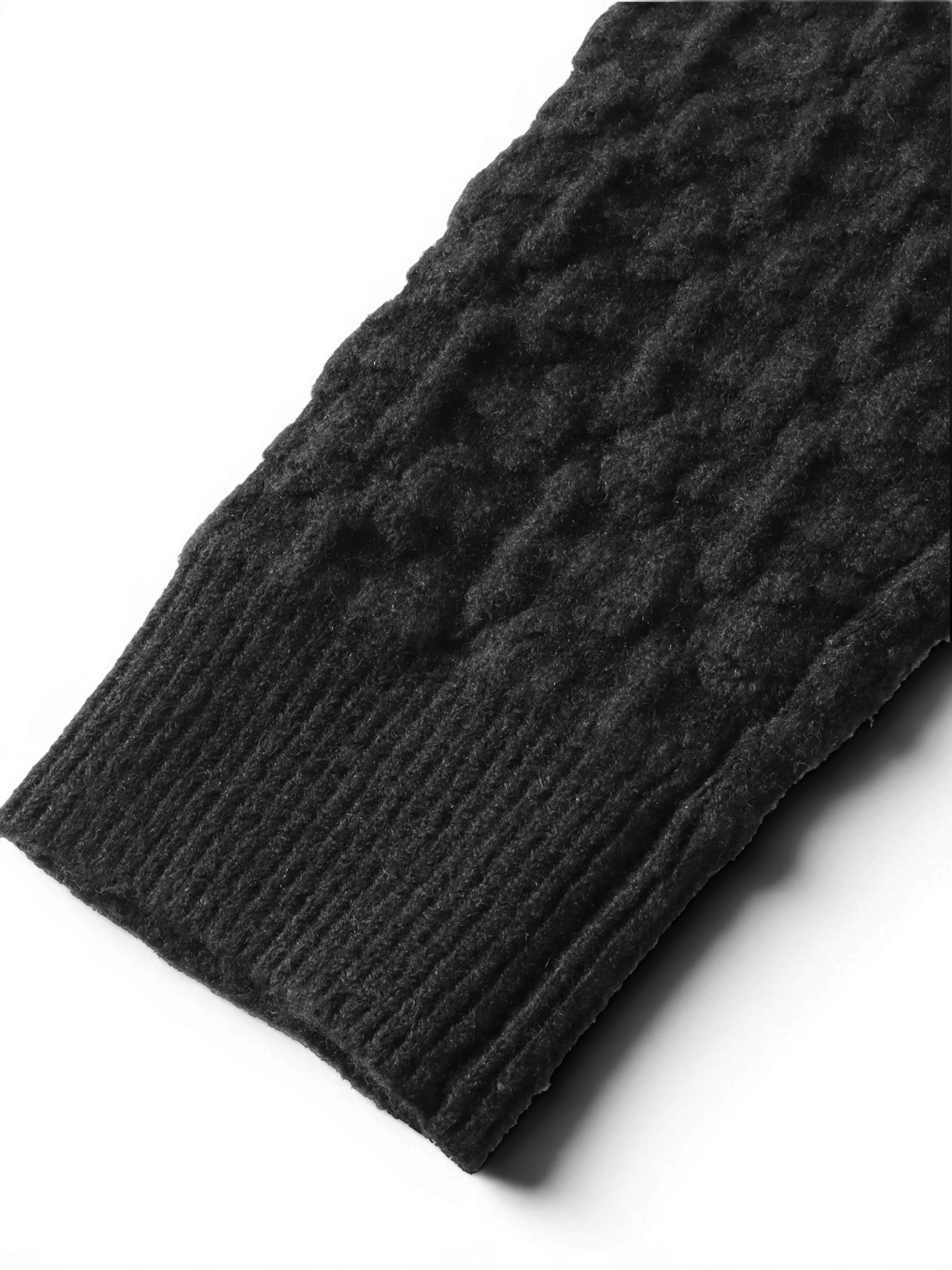 TBHNP Luminous Dawn rhinestone cable-knit cardigan, black — men's streetwear knitwear