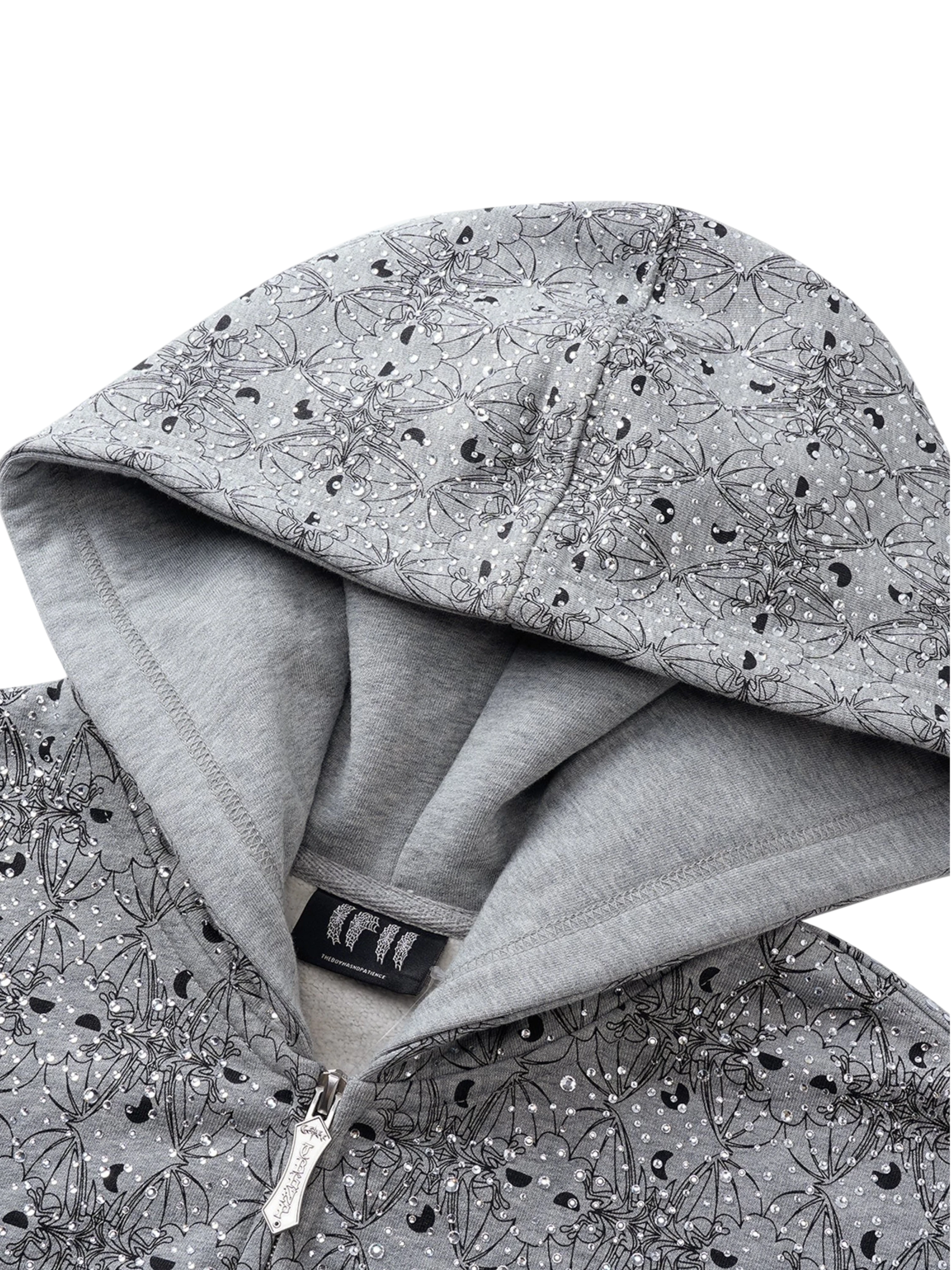 TBHNP Luminous Dawn all-over rhinestone zip hoodie — men's streetwear hoodie