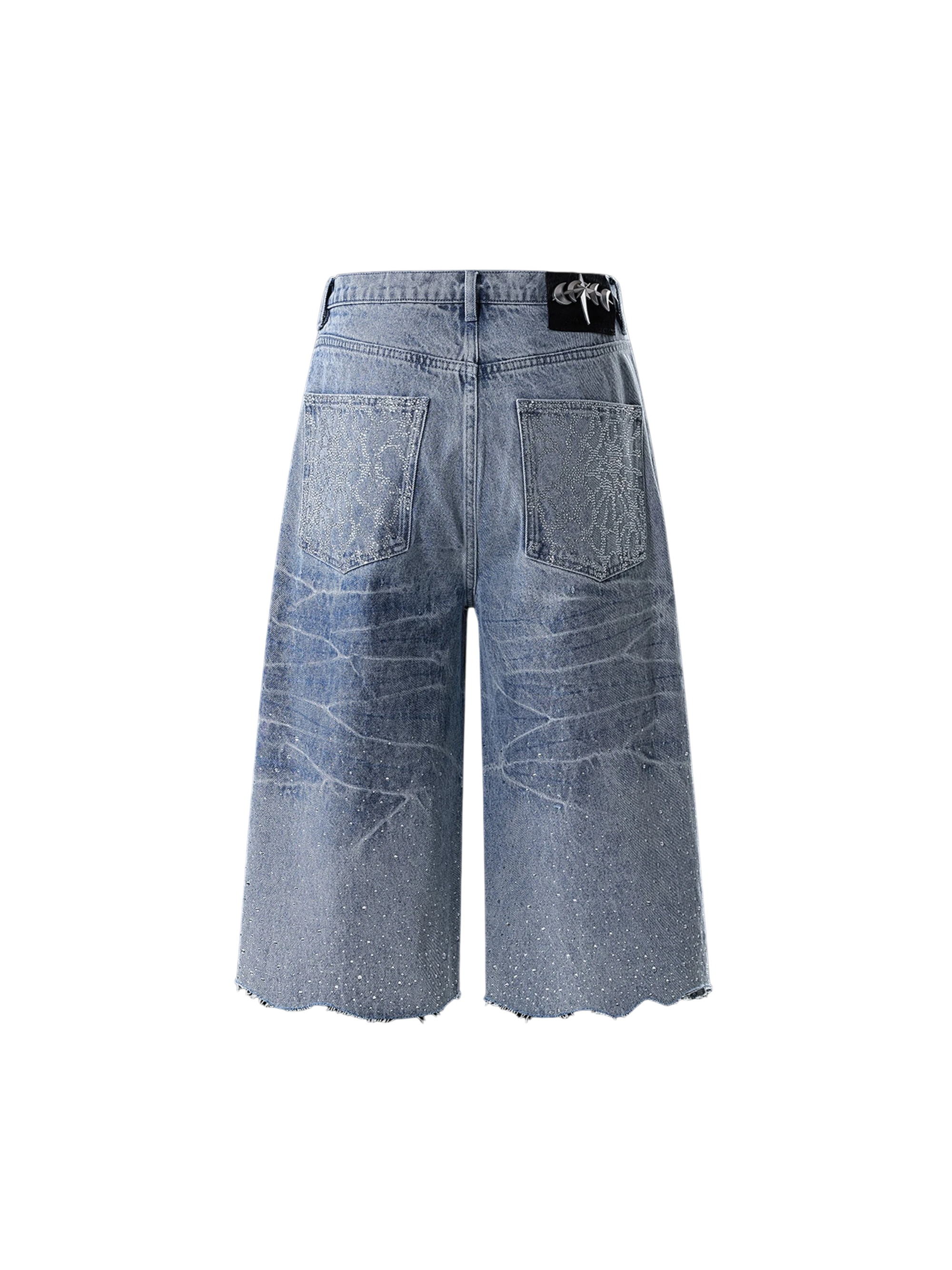 TBHNP Luminous Dawn cobweb rhinestone cropped jeans — men's streetwear denim