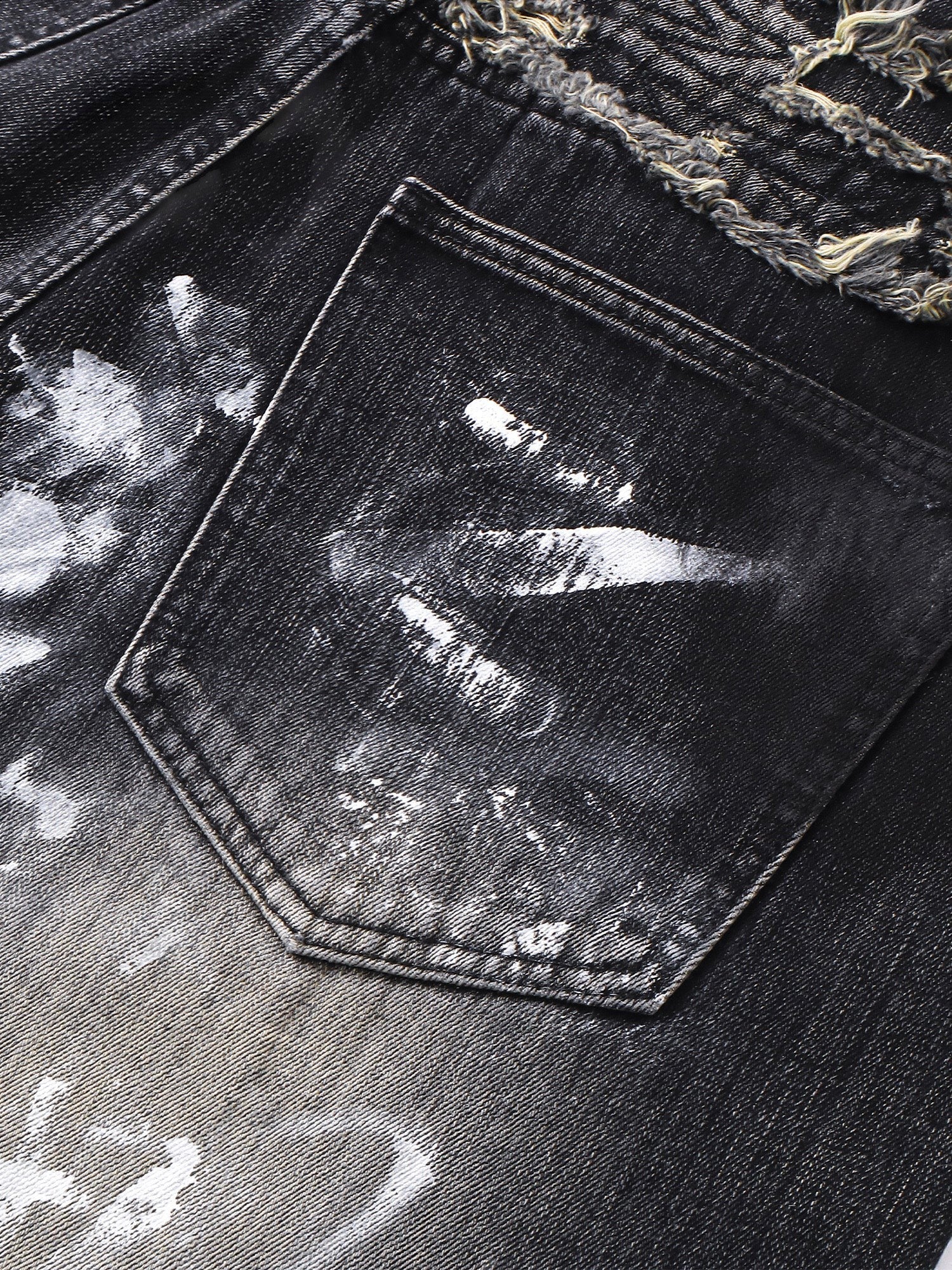TBHNP Luminous Dawn graffiti distressed jeans, black — men's streetwear denim