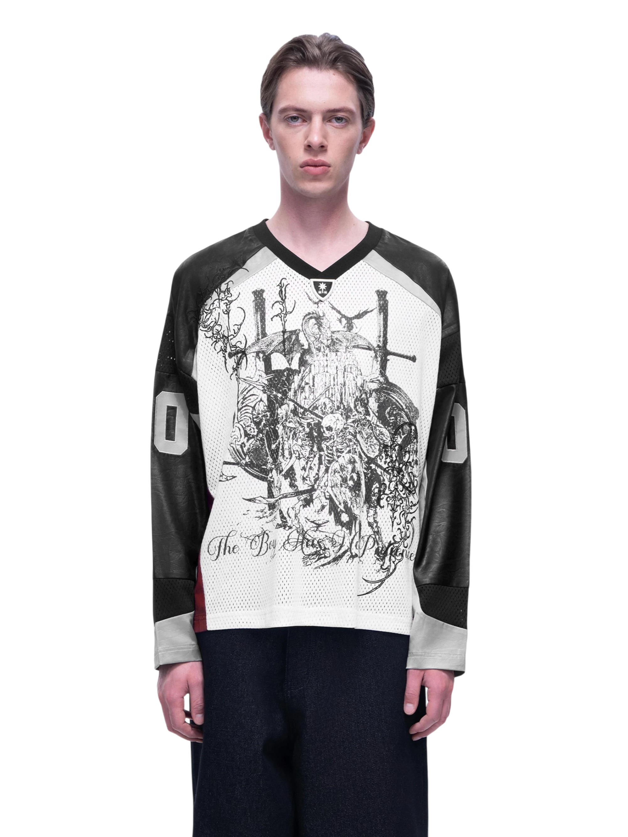TBHNP Luminous Dawn knight mesh long-sleeve jersey — men's streetwear jersey