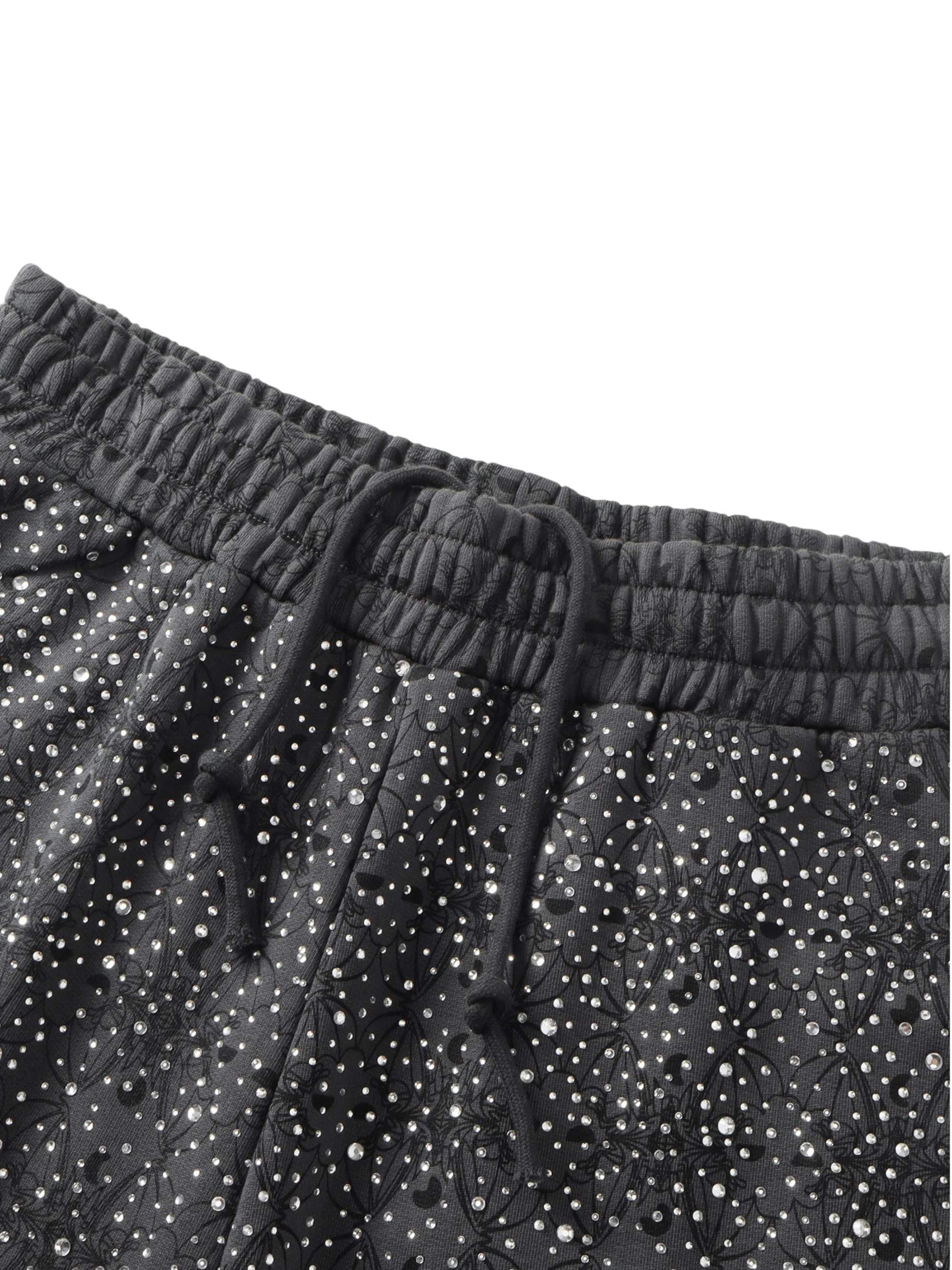 TBHNP Luminous Dawn all-over rhinestone wide-leg pants — men's streetwear pants