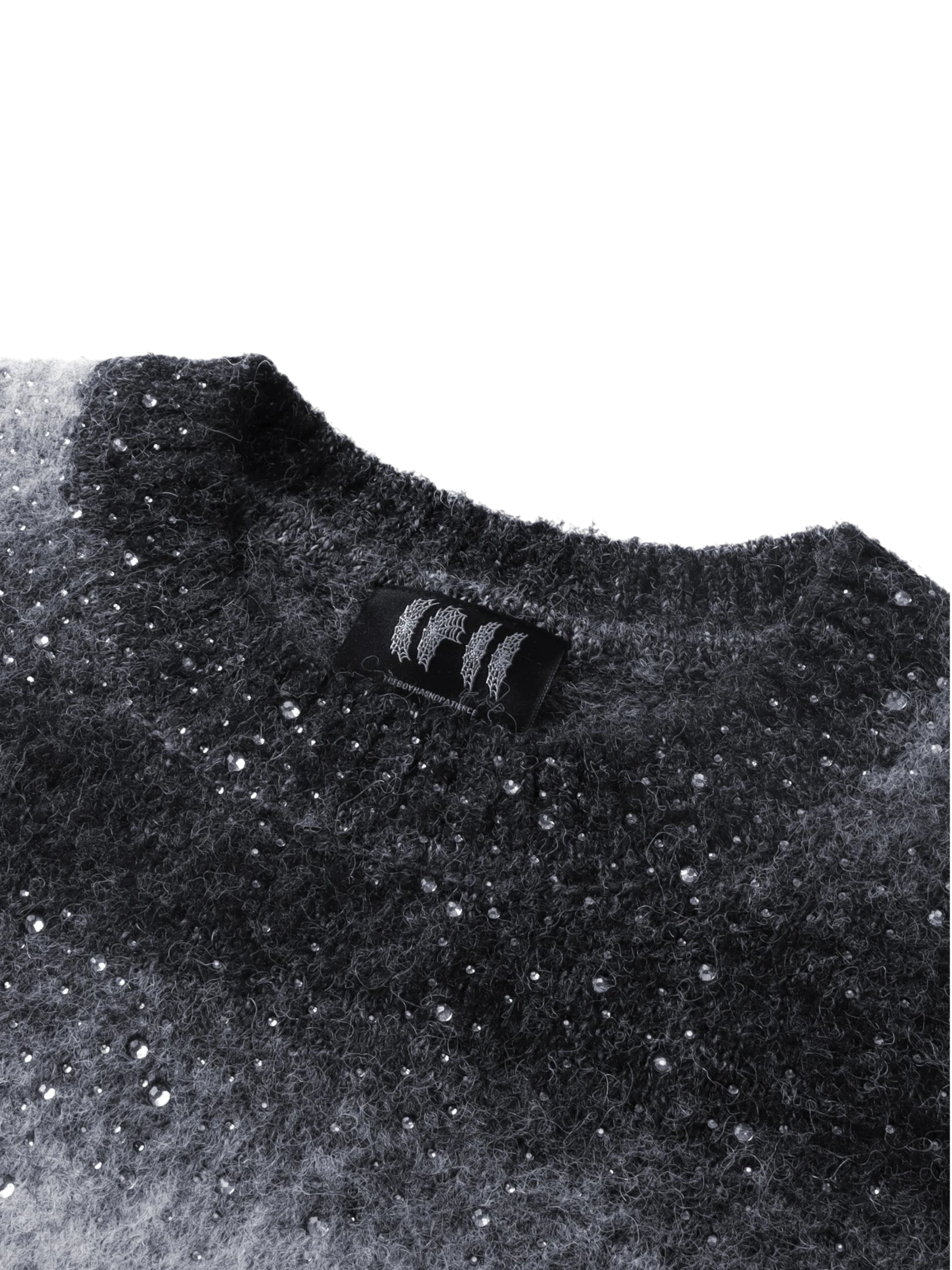 TBHNP Luminous Dawn rhinestone mohair knit sweater — men's streetwear fuzzy knit jumper