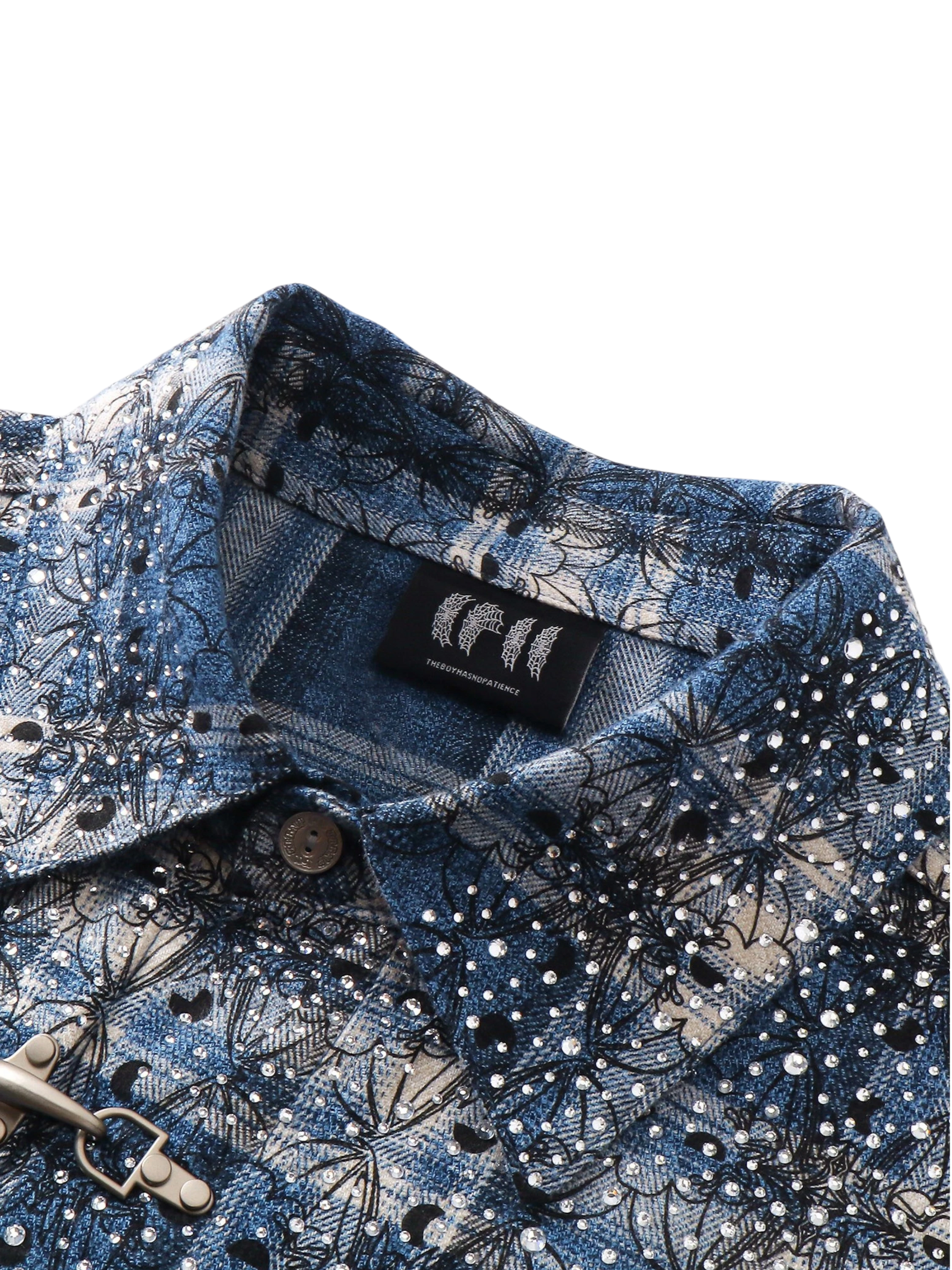 TBHNP Luminous Dawn Shadowbat buckle plaid flannel shirt — men's gothic streetwear button-up