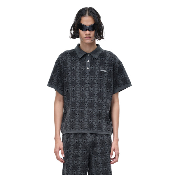 LUMINOUS DAWN BAT PATTERN POLO TEE