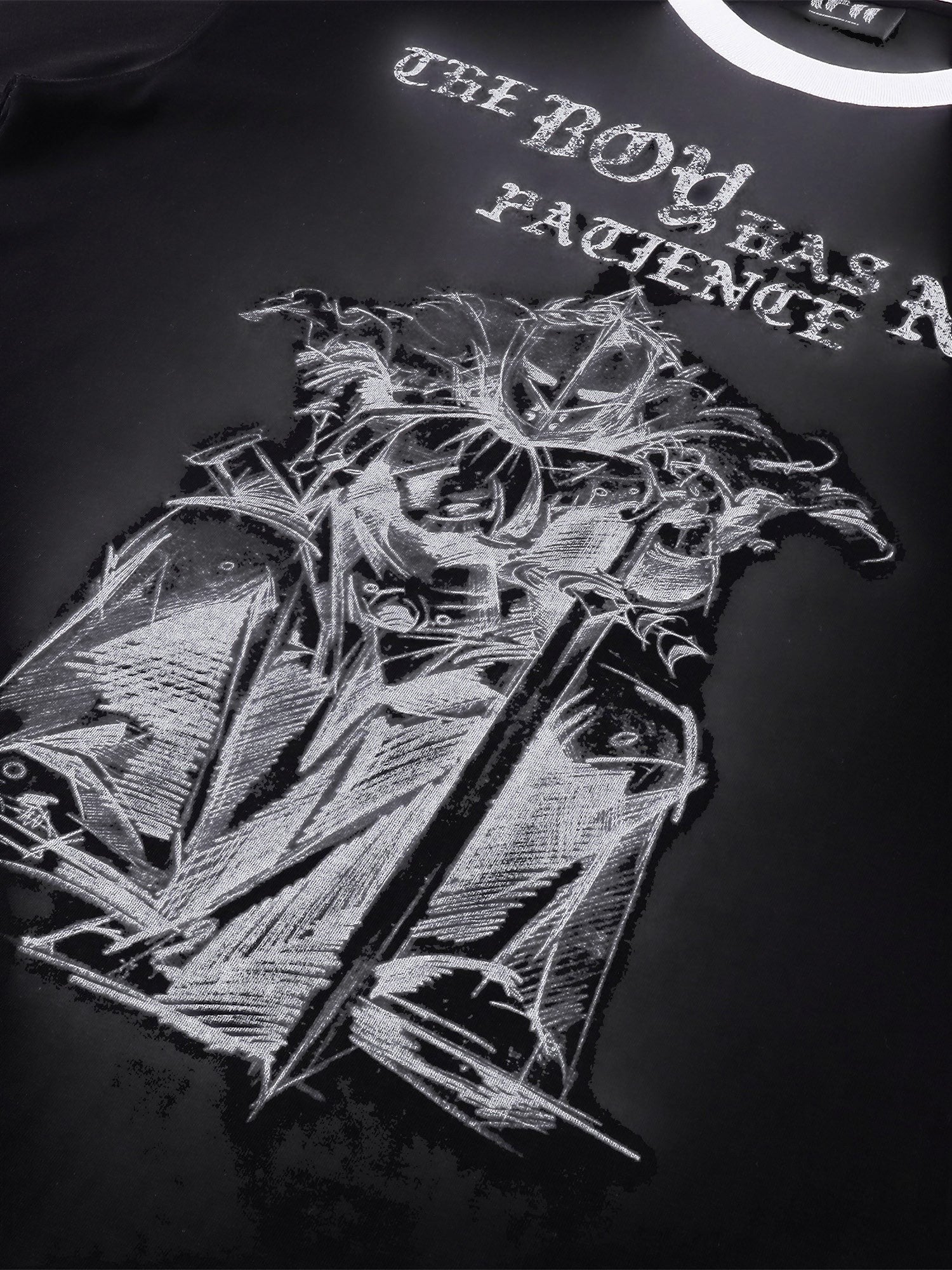 TBHNP Luminous Dawn sketch knight rhinestone ringer tee — men's streetwear graphic tee