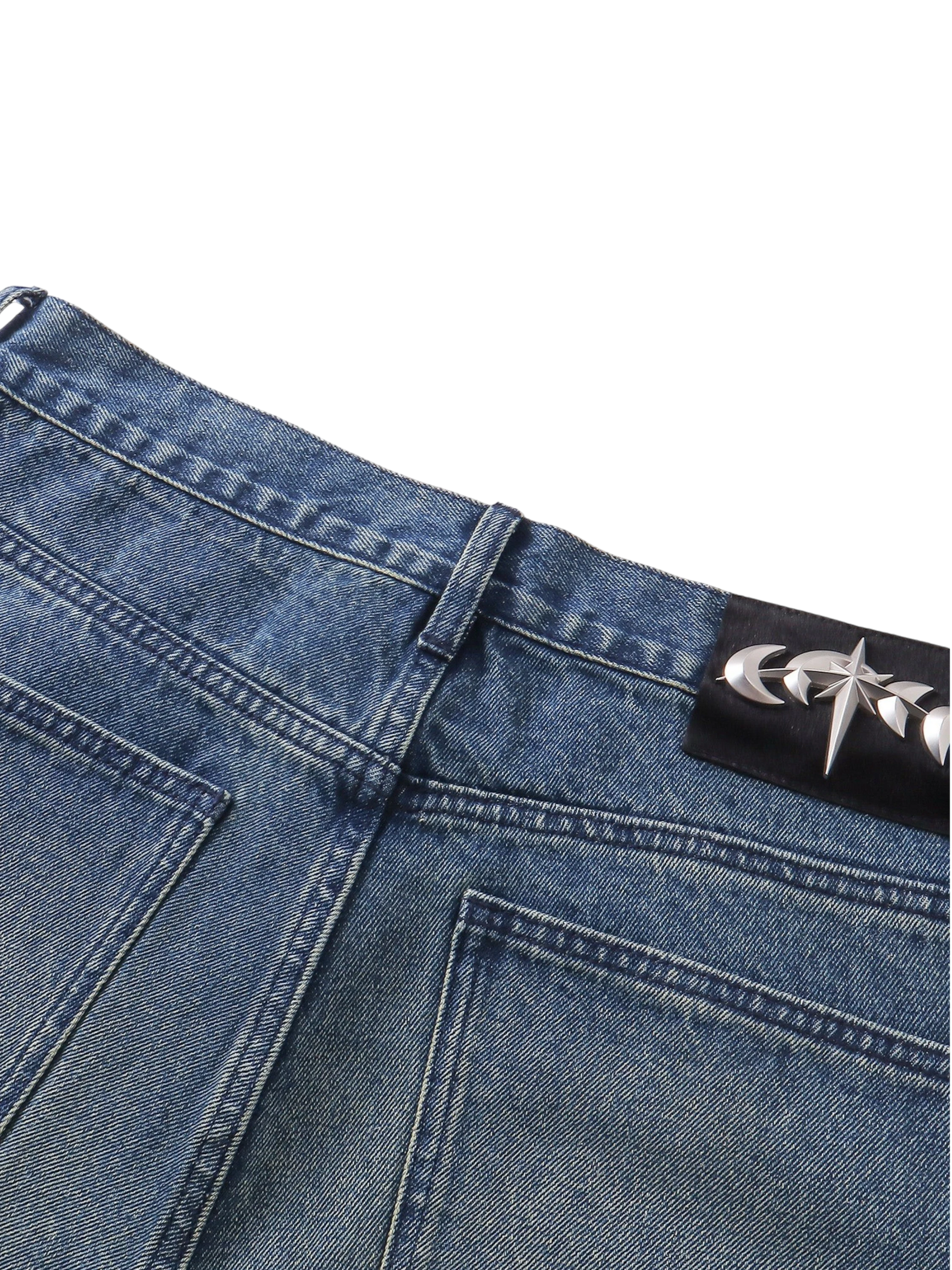 TBHNP Luminous Dawn rhinestone vine cropped wide-leg jeans — men's streetwear denim