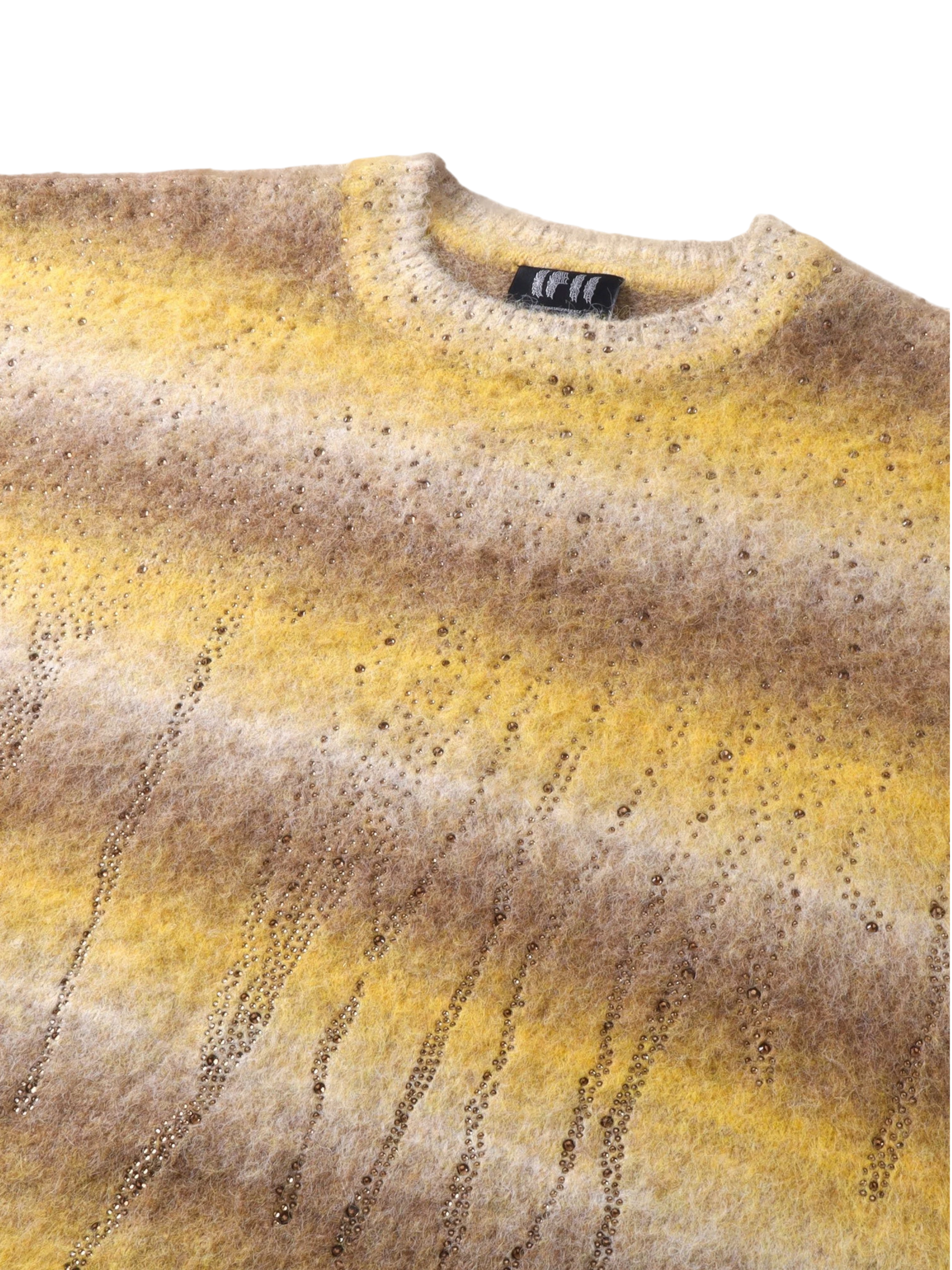 TBHNP Luminous Dawn rhinestone mohair knit sweater — men's streetwear fuzzy knit jumper