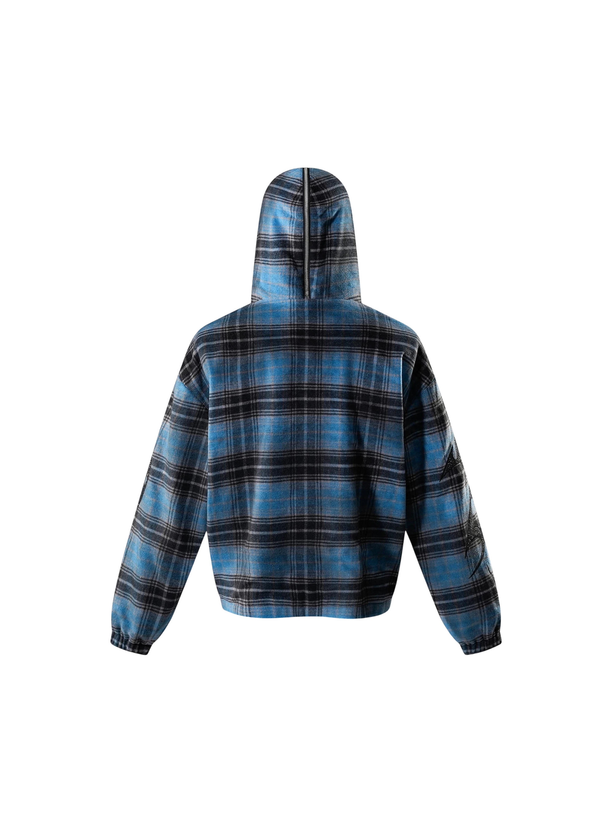 TBHNP Eclipse of the Blood Moon knight plaid zip hooded shirt — men's gothic streetwear shirt