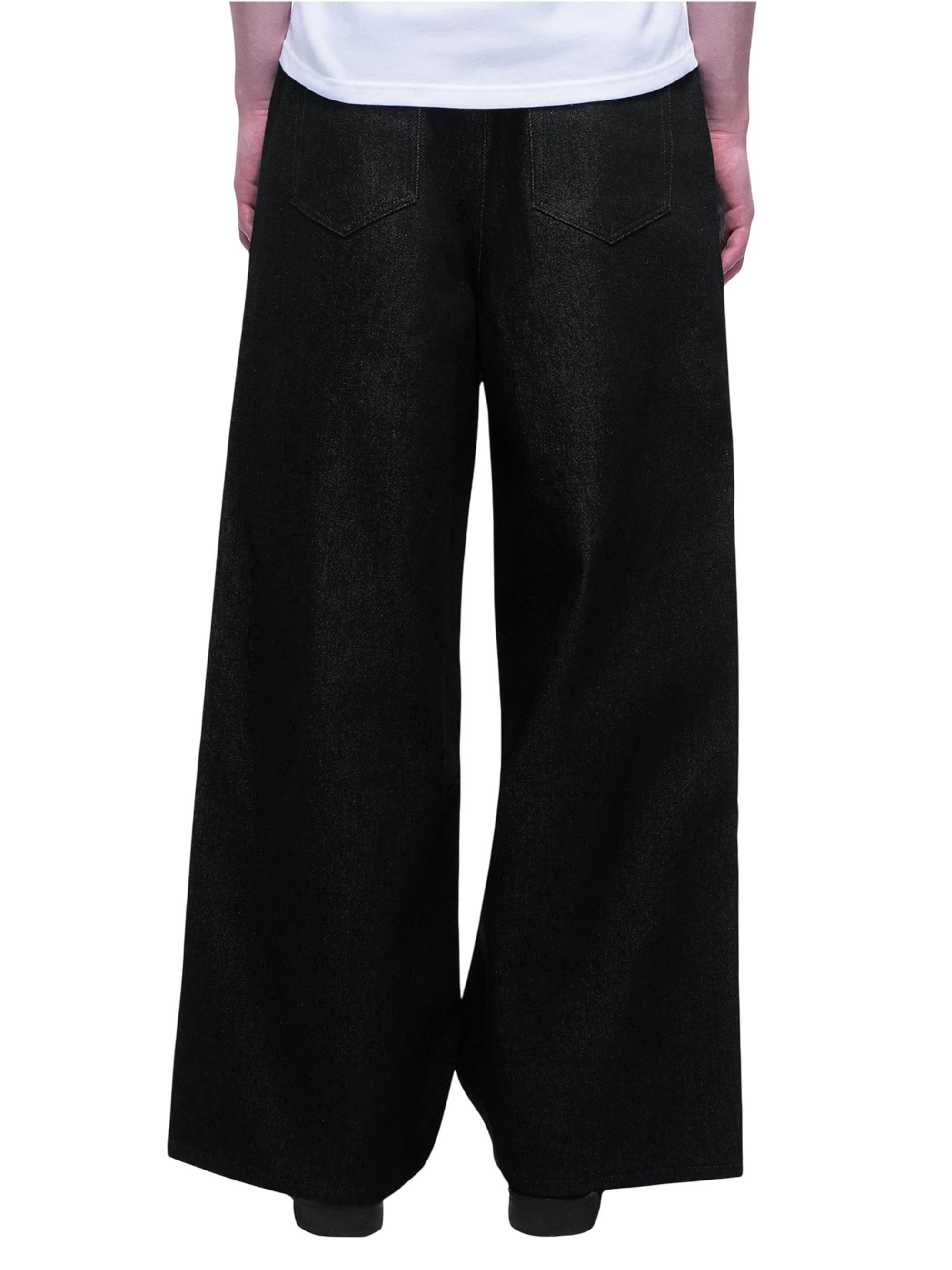 TBHNP Luminous Dawn coated baggy wide-leg jeans, black — men's streetwear denim