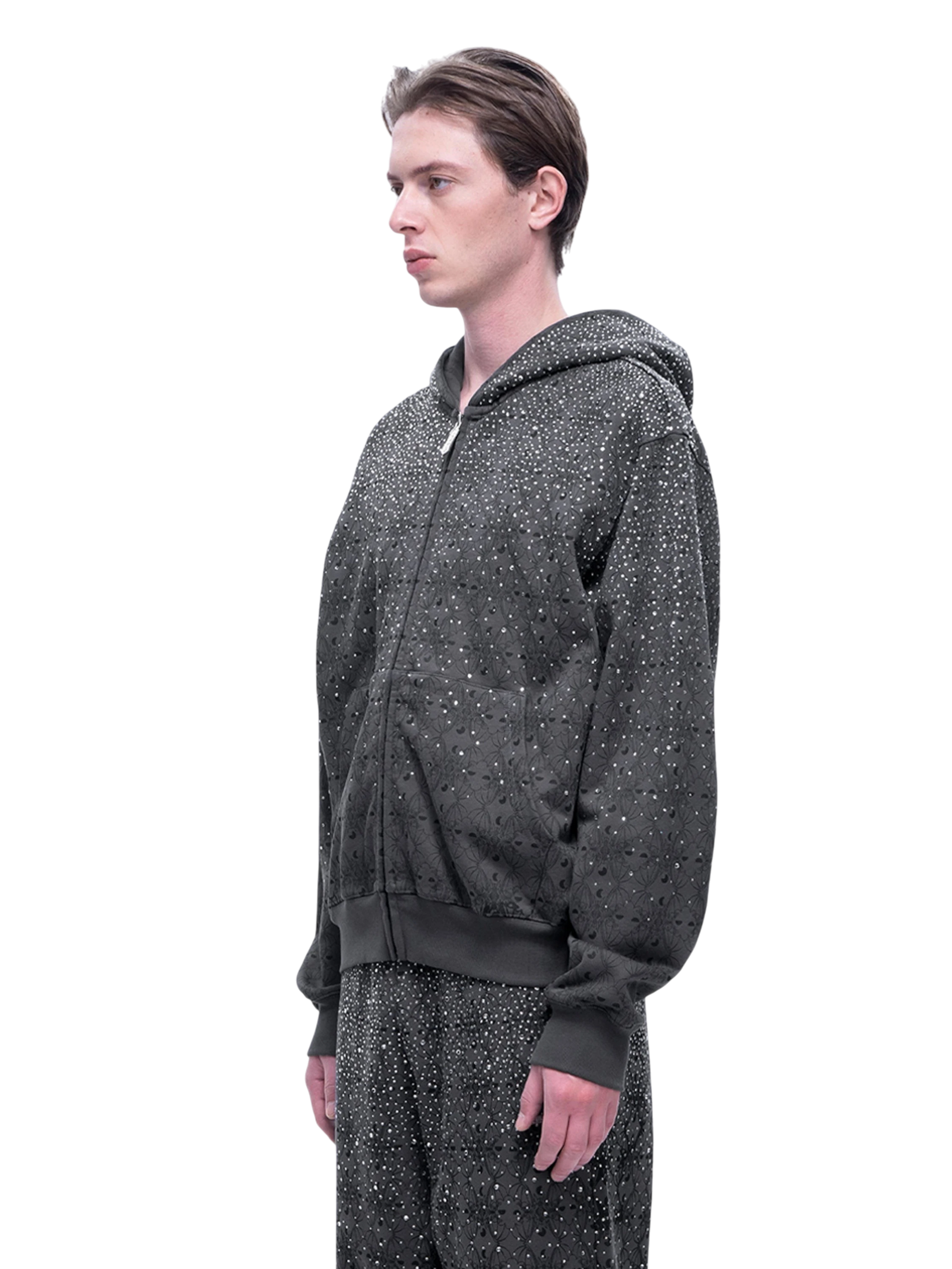 TBHNP Luminous Dawn all-over rhinestone zip hoodie — men's streetwear hoodie