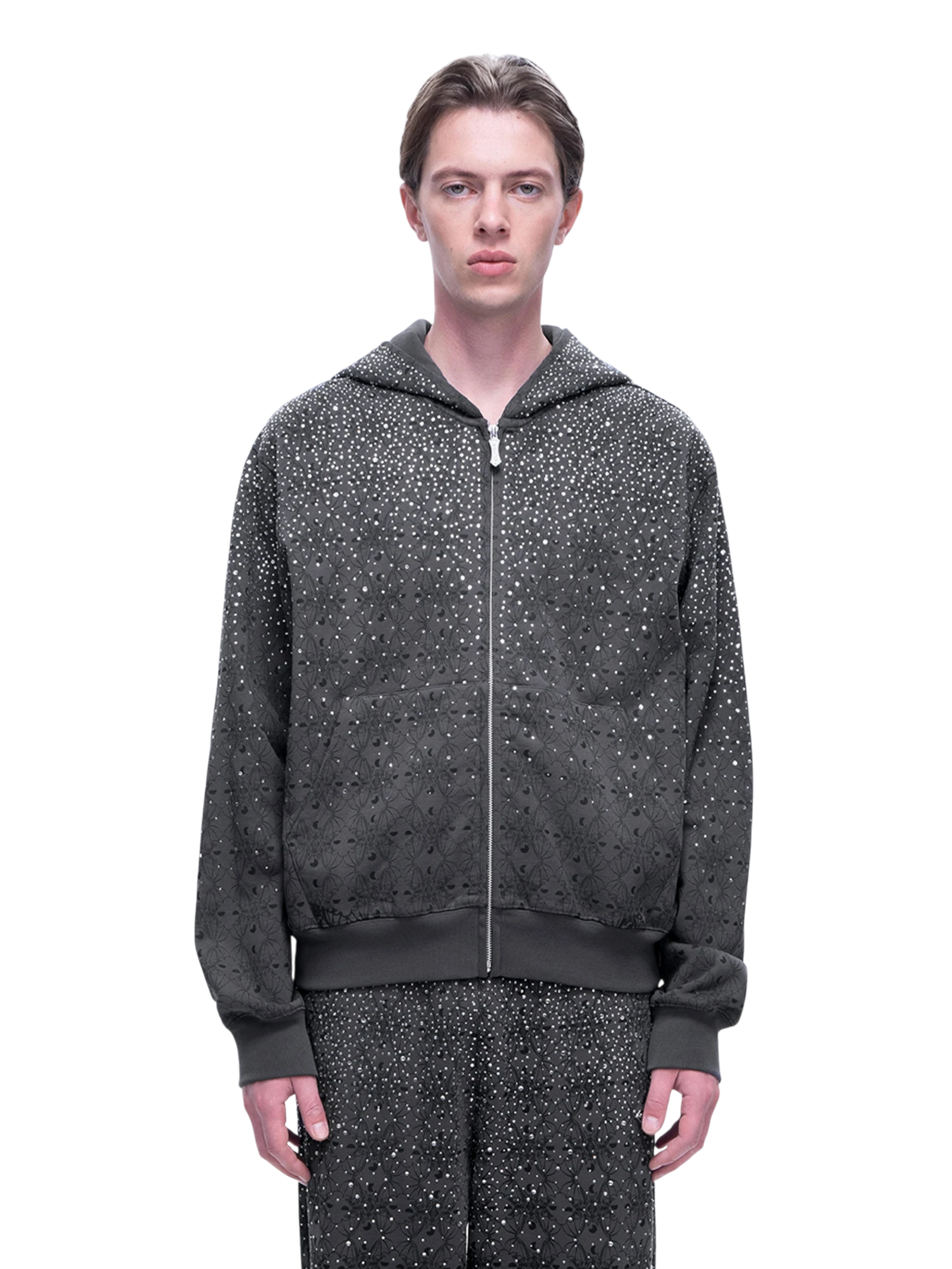 TBHNP Luminous Dawn all-over rhinestone zip hoodie — men's streetwear hoodie