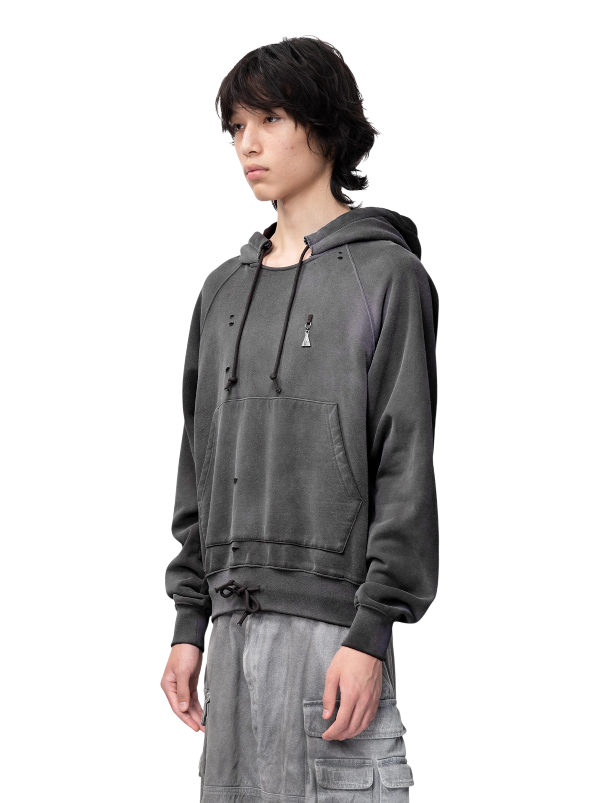 TBHNP Disciple distressed stained pullover hoodie, grey — men's streetwear hoodie