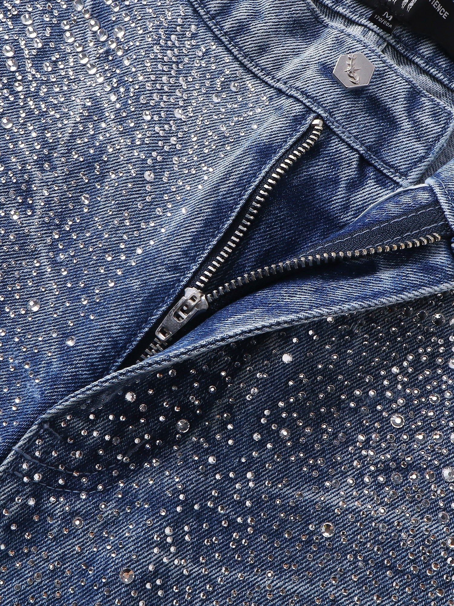 TBHNP Luminous Dawn cobweb rhinestone cropped jeans — men's streetwear denim