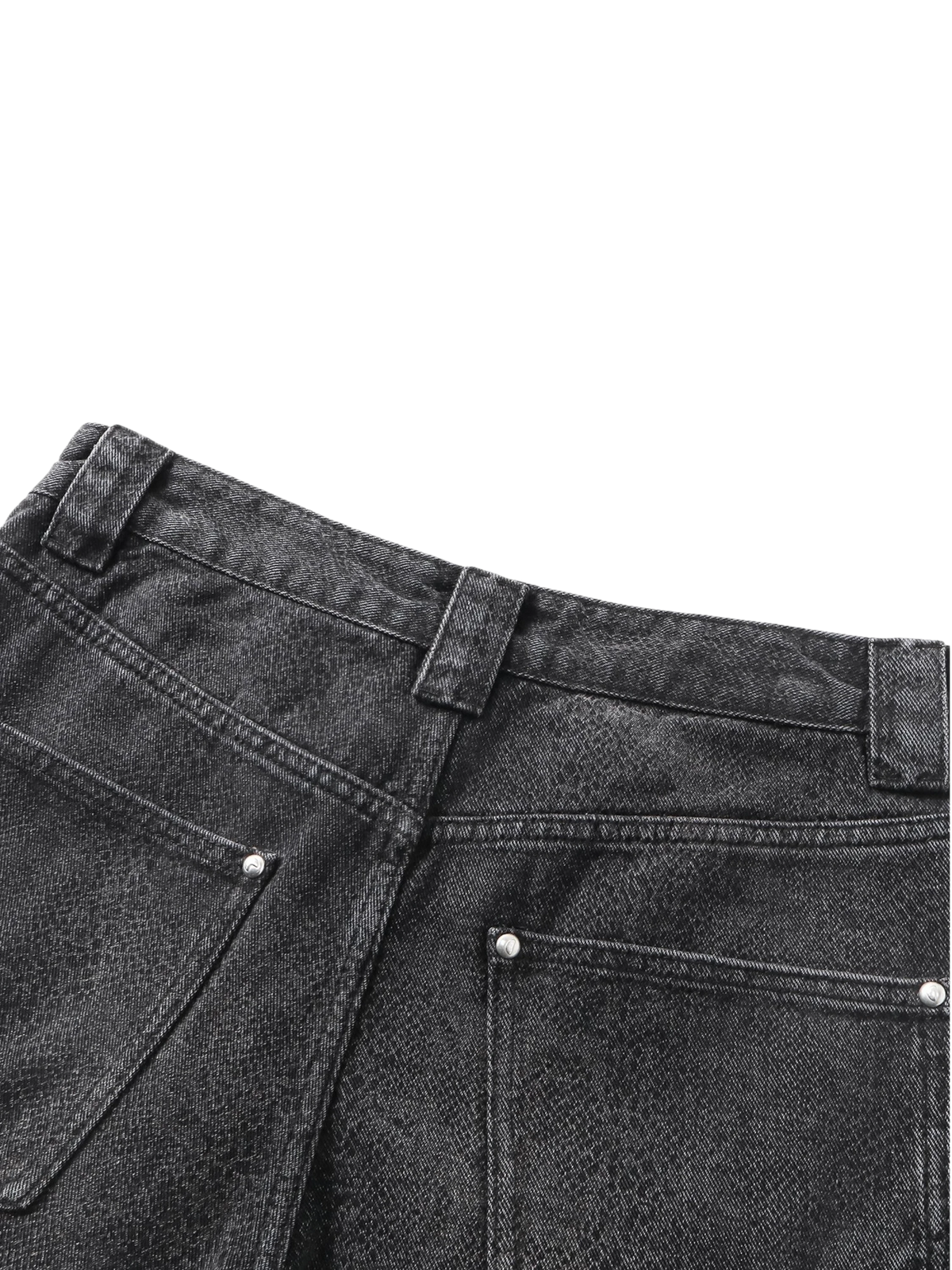 TBHNP cobra print baggy jeans, back flat-lay in black — men's streetwear denim