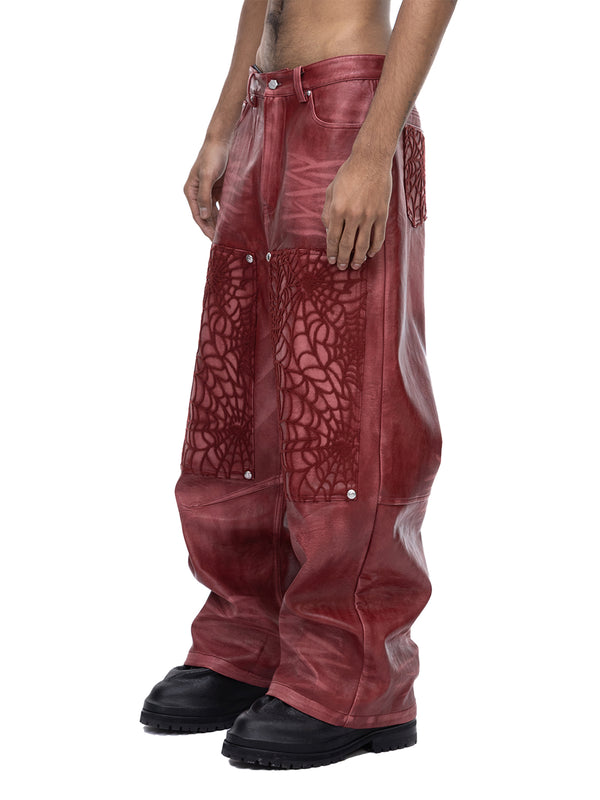 ECLIPSE OF THE BLOOD MOON COBWEB LEATHER PANTS