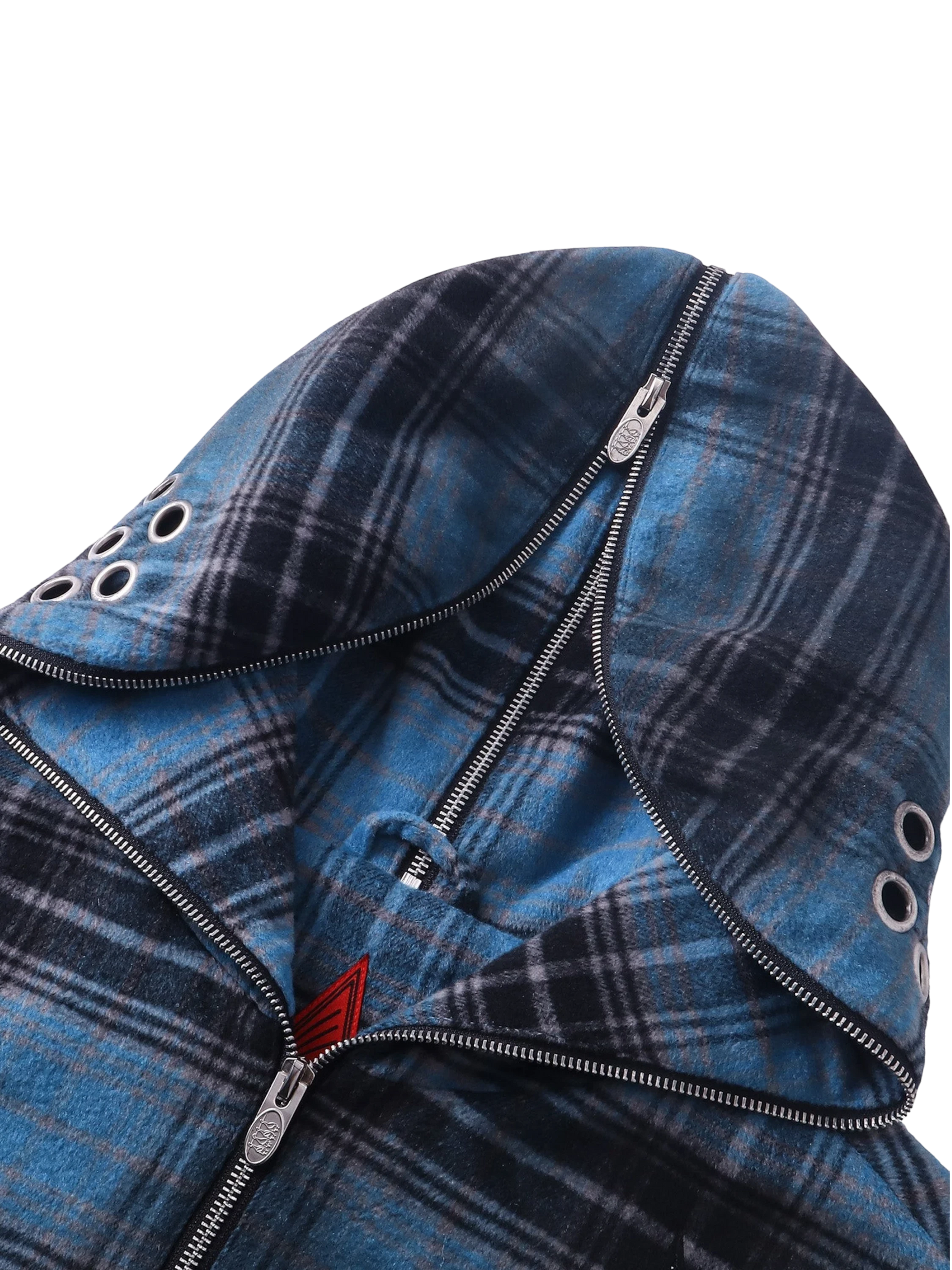 TBHNP Eclipse of the Blood Moon knight plaid zip hooded shirt — men's gothic streetwear shirt