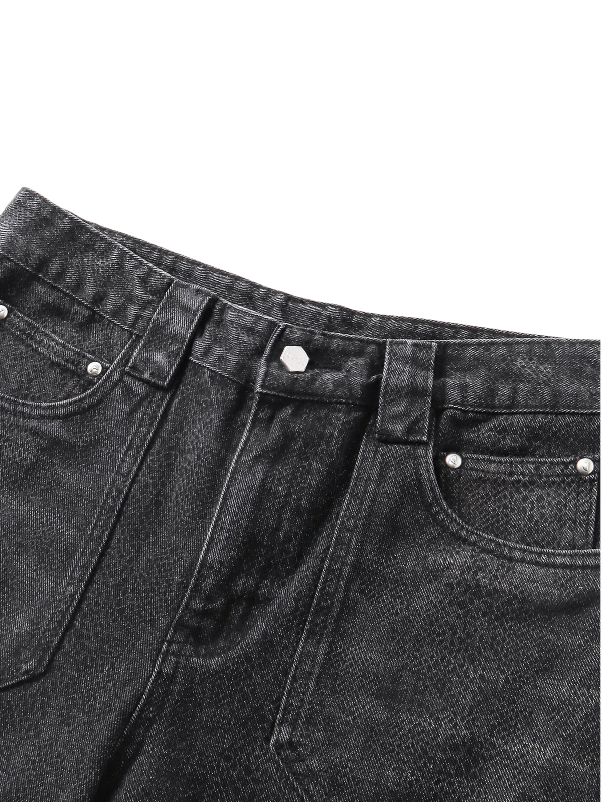 TBHNP black cobra print baggy jeans, front folded flat-lay — men's streetwear denim