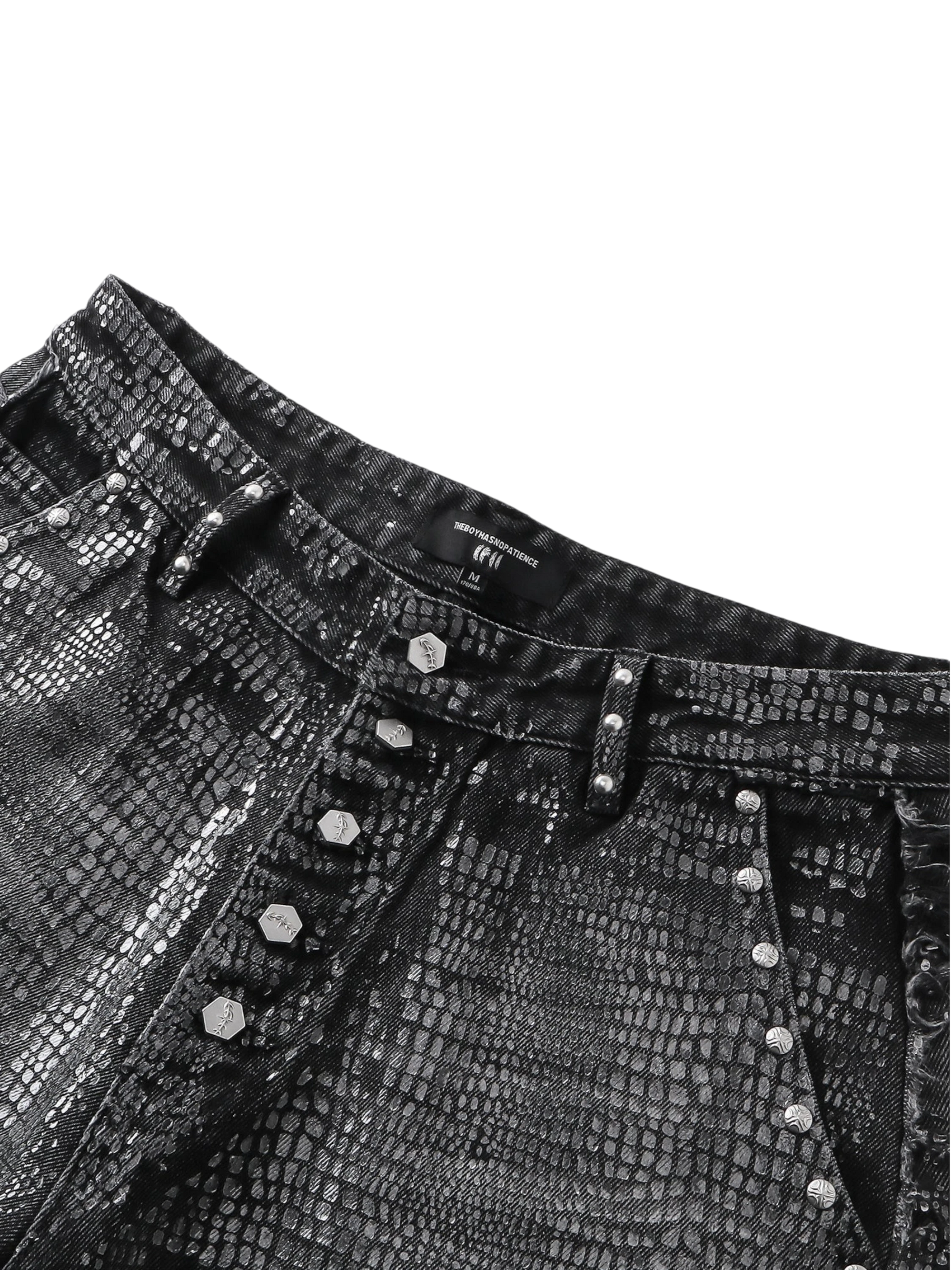 TBHNP Luminous Dawn cobweb fringed baggy jeans — men's streetwear denim