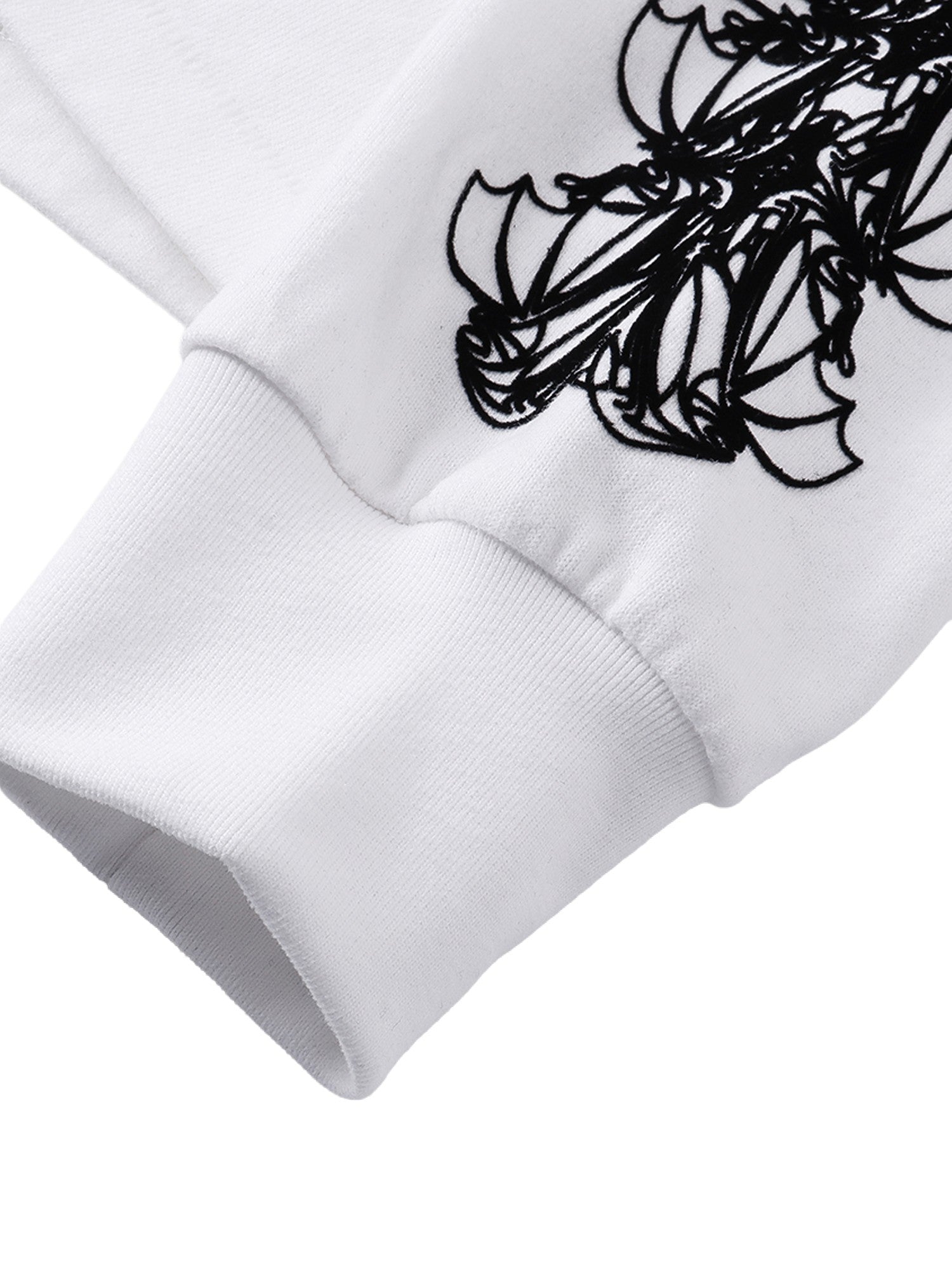 Off White ribbed cuff and flocked sleeve graphic detail