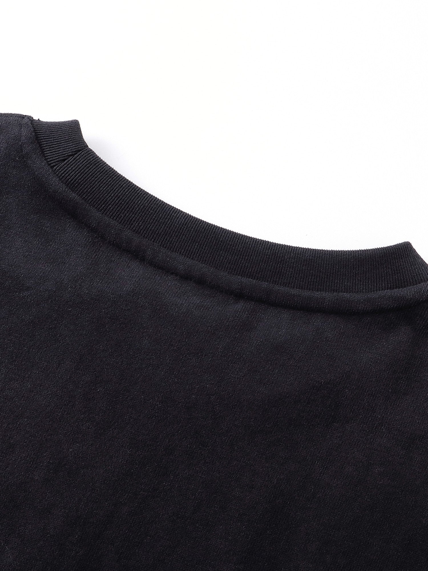 Dark Grey long-sleeve tee back neckline seam