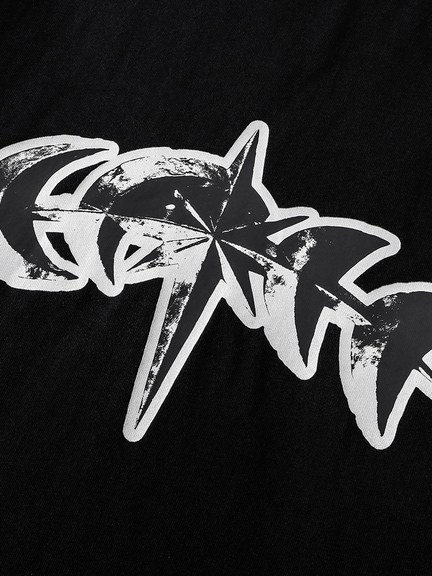 3M reflective astral star graphic close-up on Black cotton