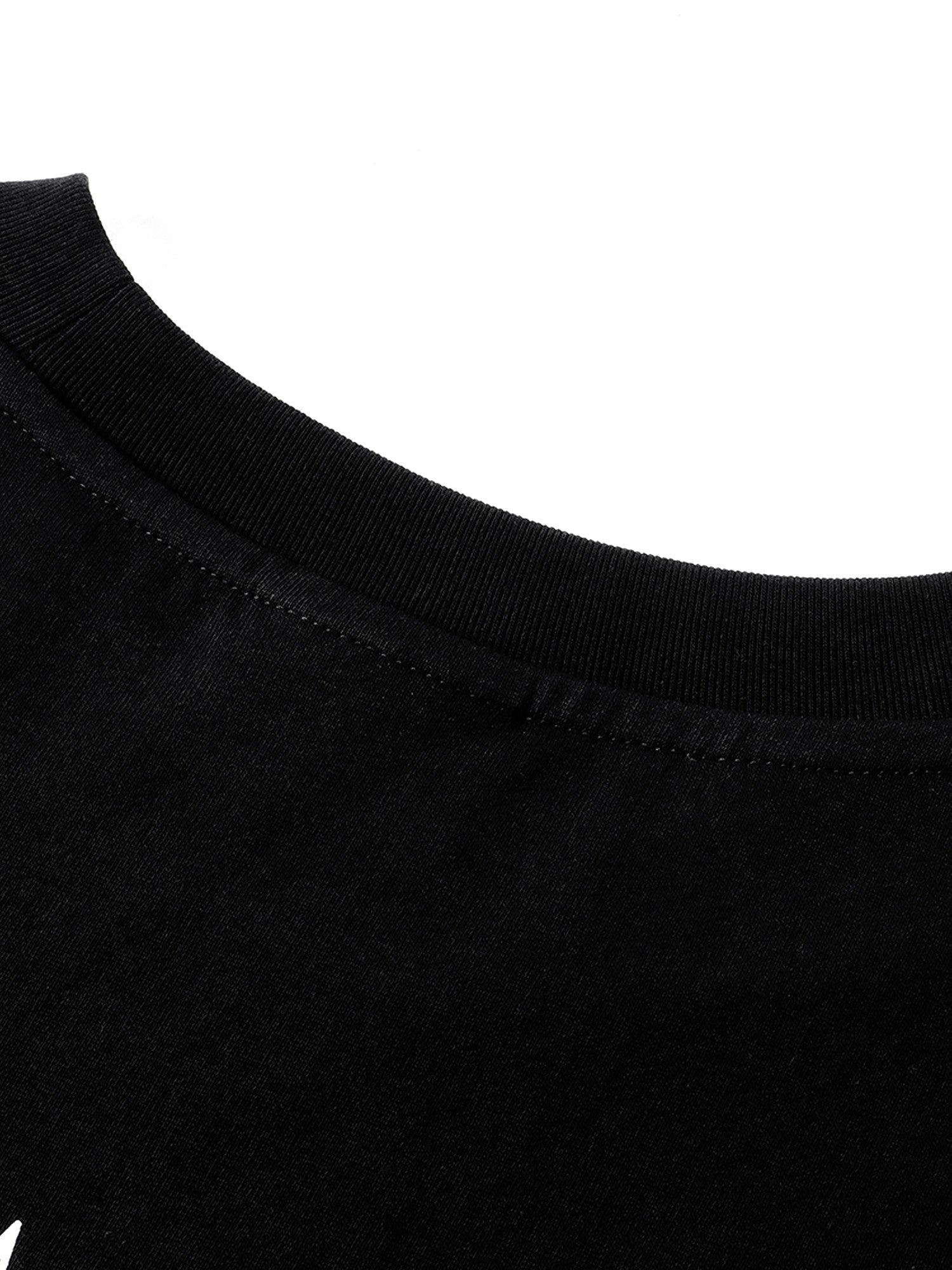 Black long-sleeve tee crew neck seam detail