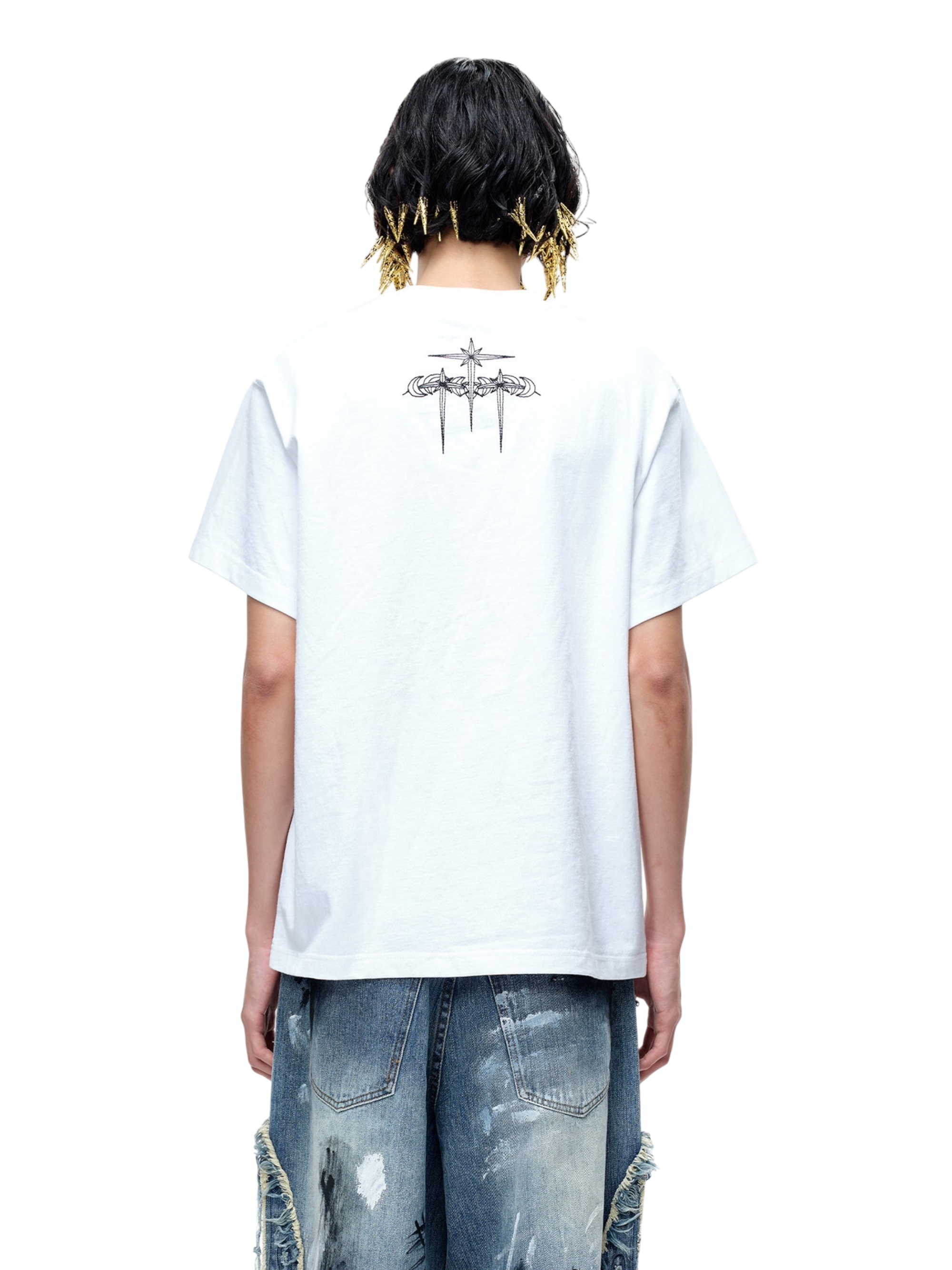 TBHNP Luminous Dawn boxy heavyweight cotton t-shirt with metal astral logo badge — men's streetwear tee