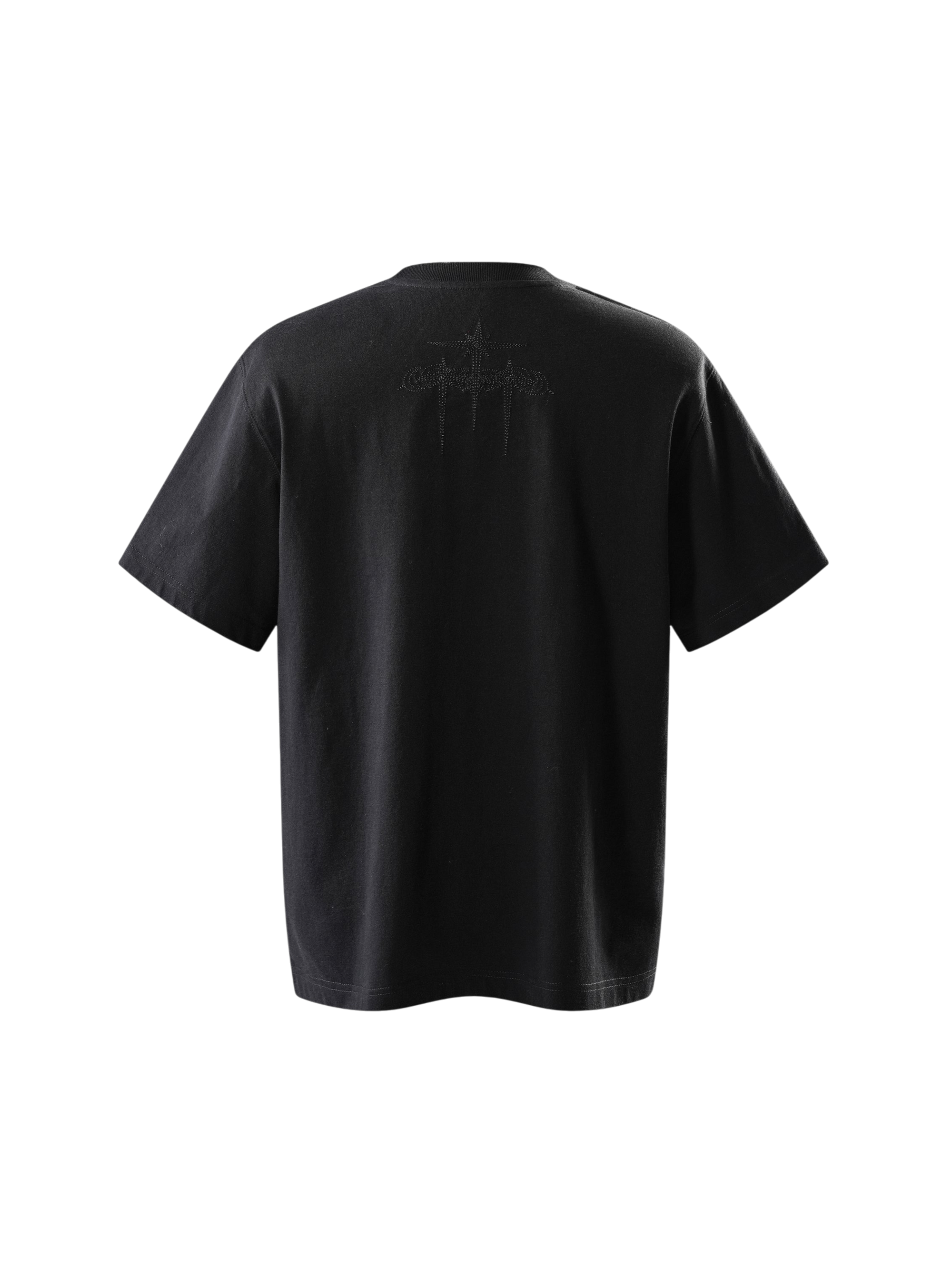TBHNP Luminous Dawn boxy heavyweight cotton t-shirt with metal astral logo badge — men's streetwear tee
