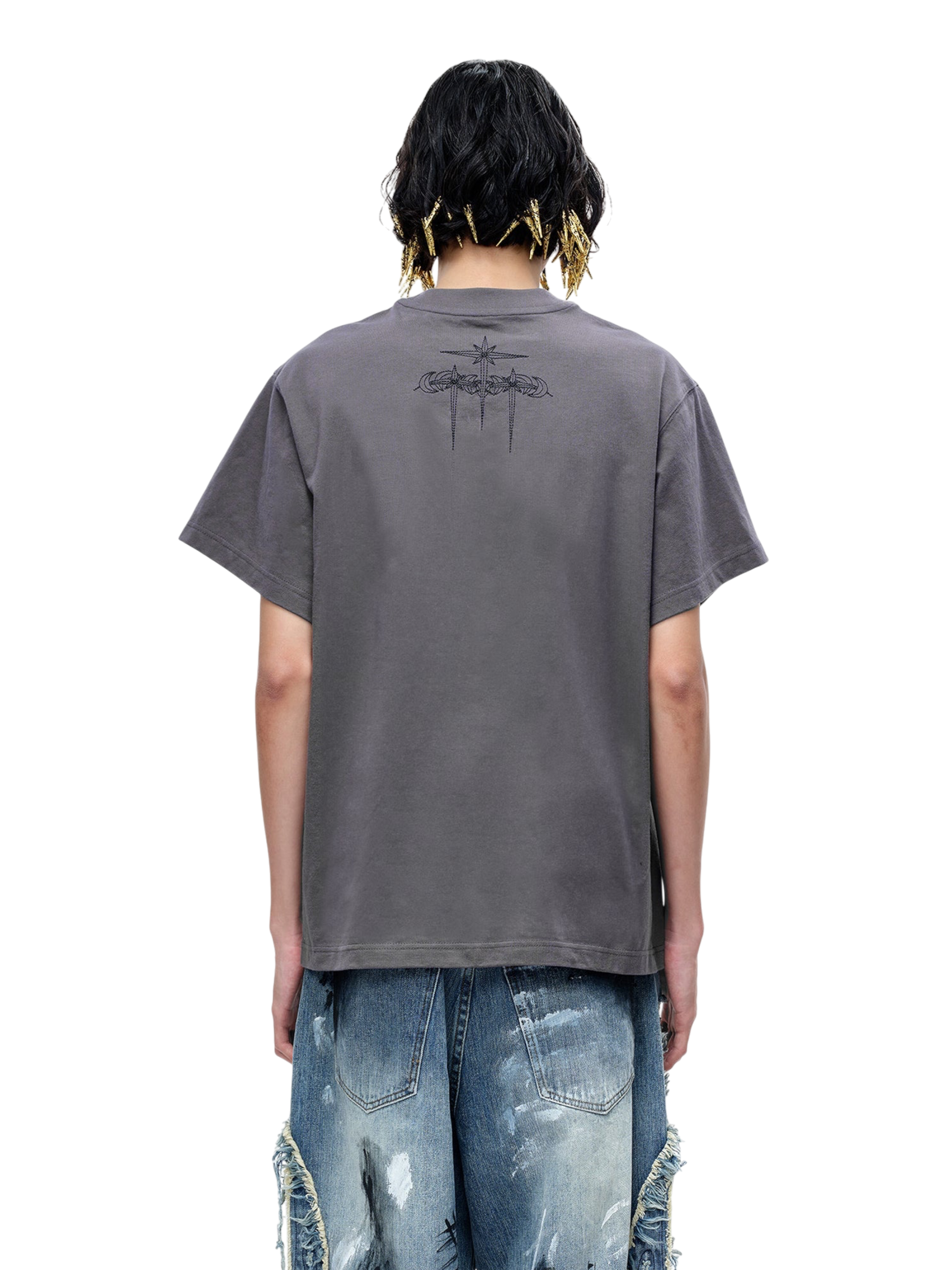 TBHNP Luminous Dawn boxy heavyweight cotton t-shirt with metal astral logo badge — men's streetwear tee