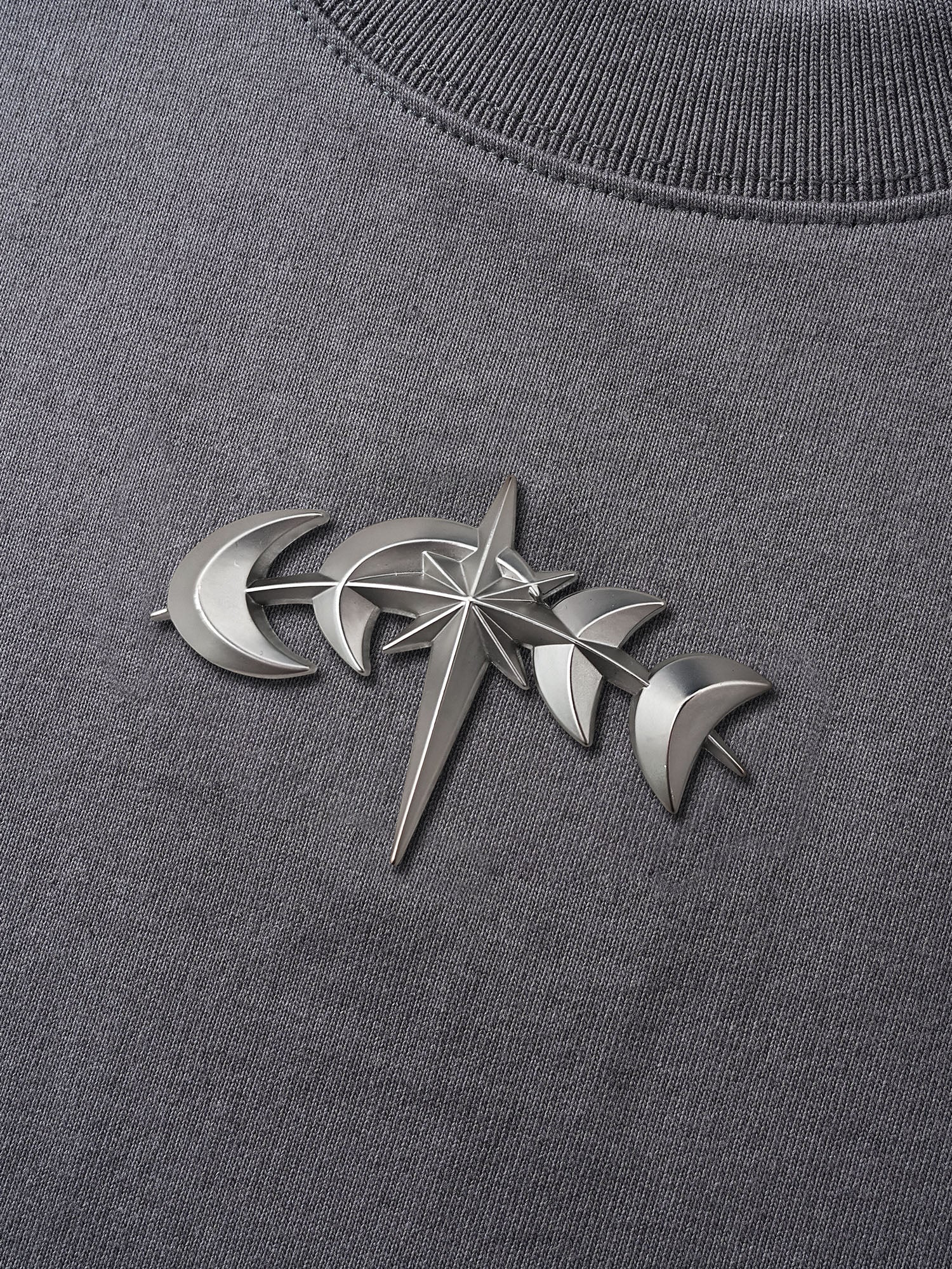 TBHNP Luminous Dawn boxy heavyweight cotton t-shirt with metal astral logo badge — men's streetwear tee