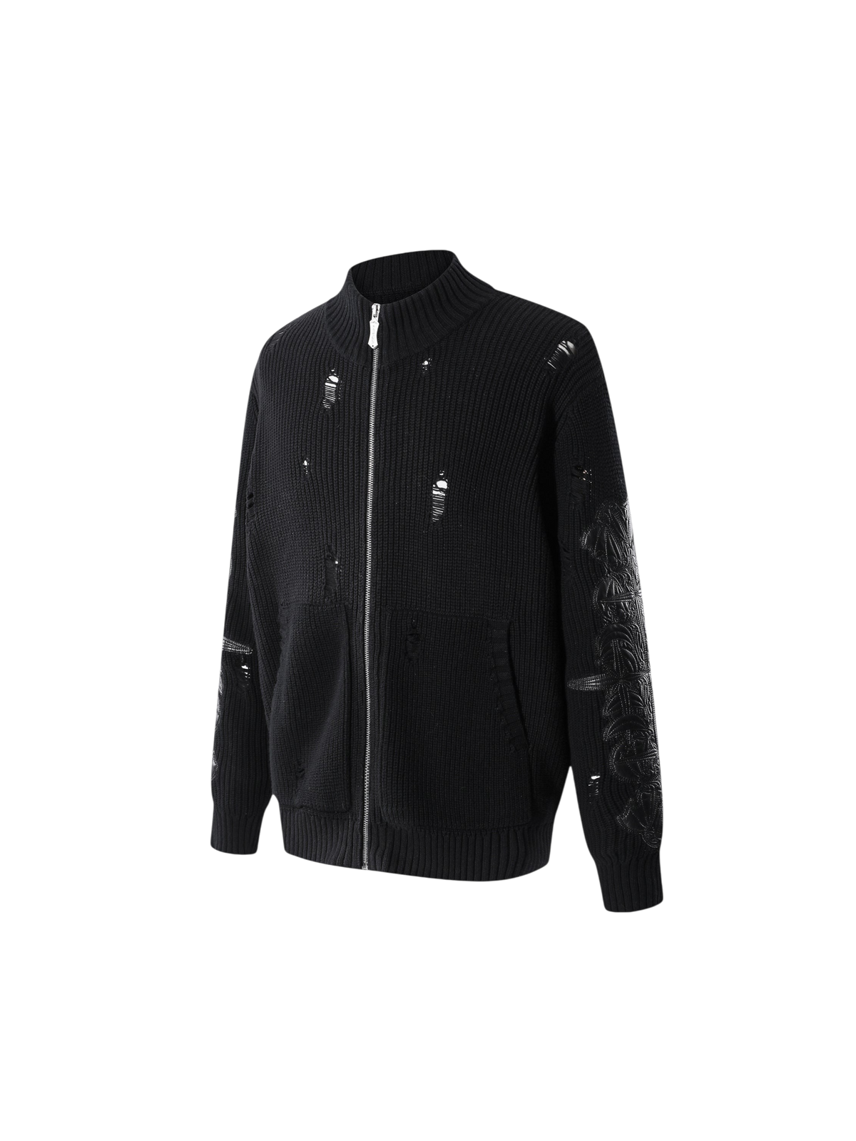 TBHNP T260007 black sweater, angled front view.