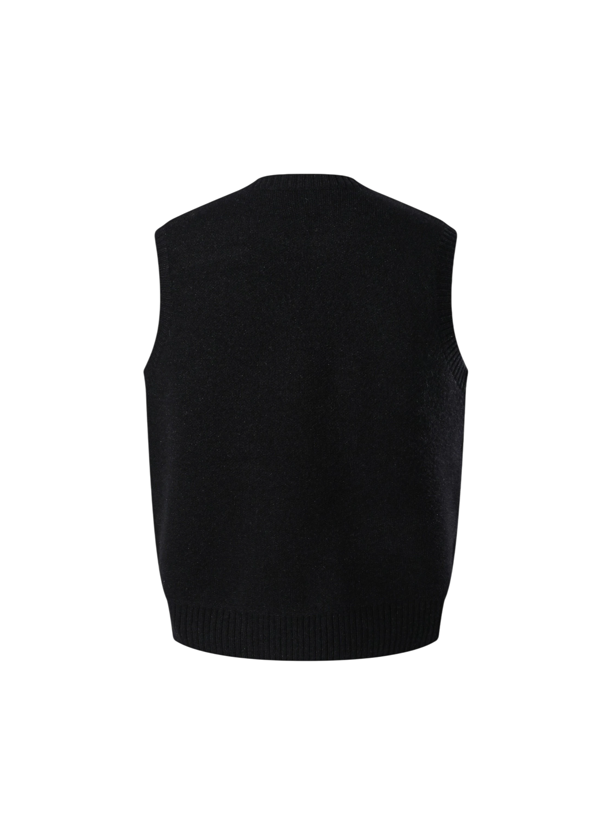 Black Wraith Rhinestone Sweater Vest, back flat view.