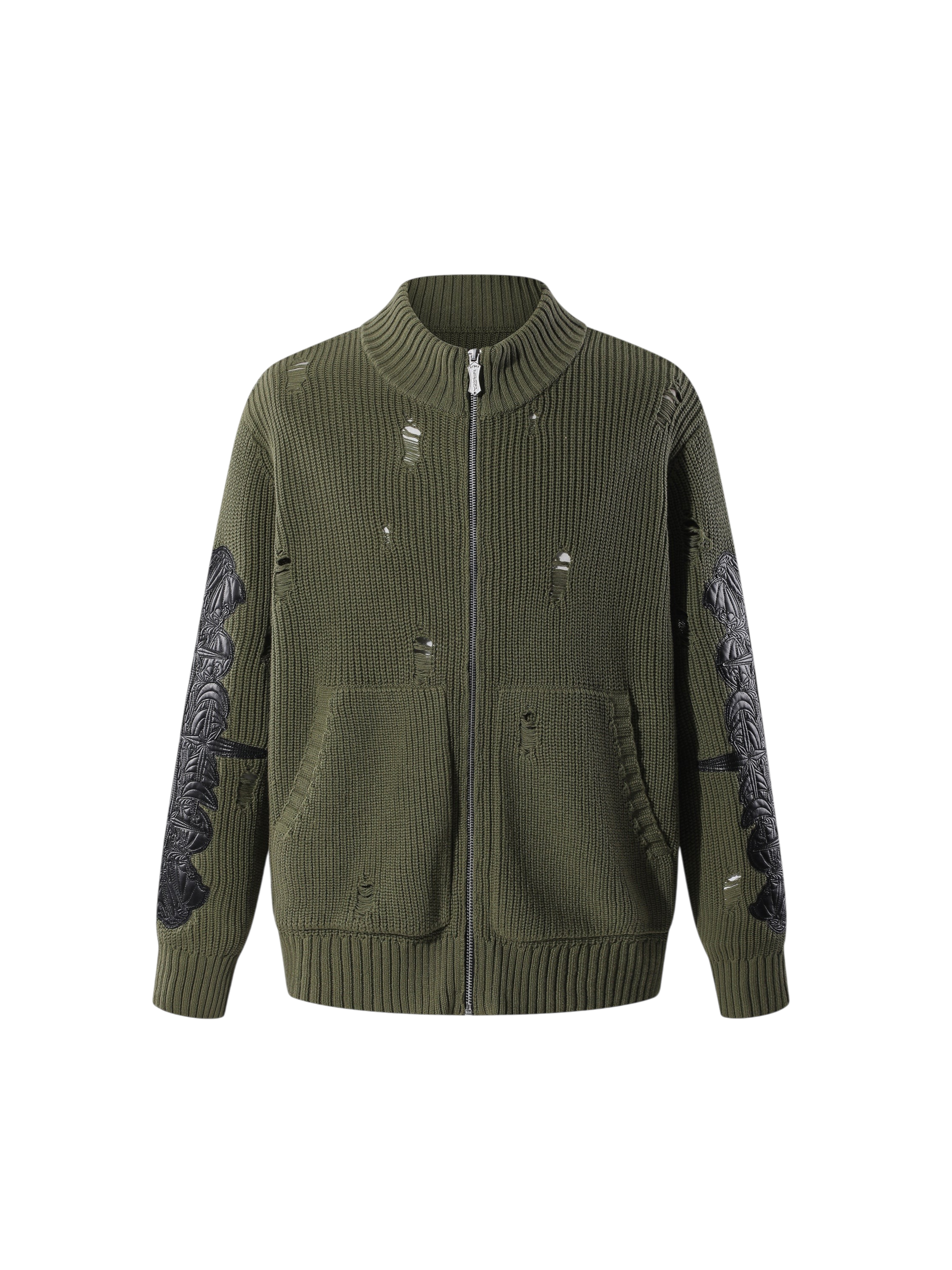 TBHNP T260007 olive green sweater, front view.
