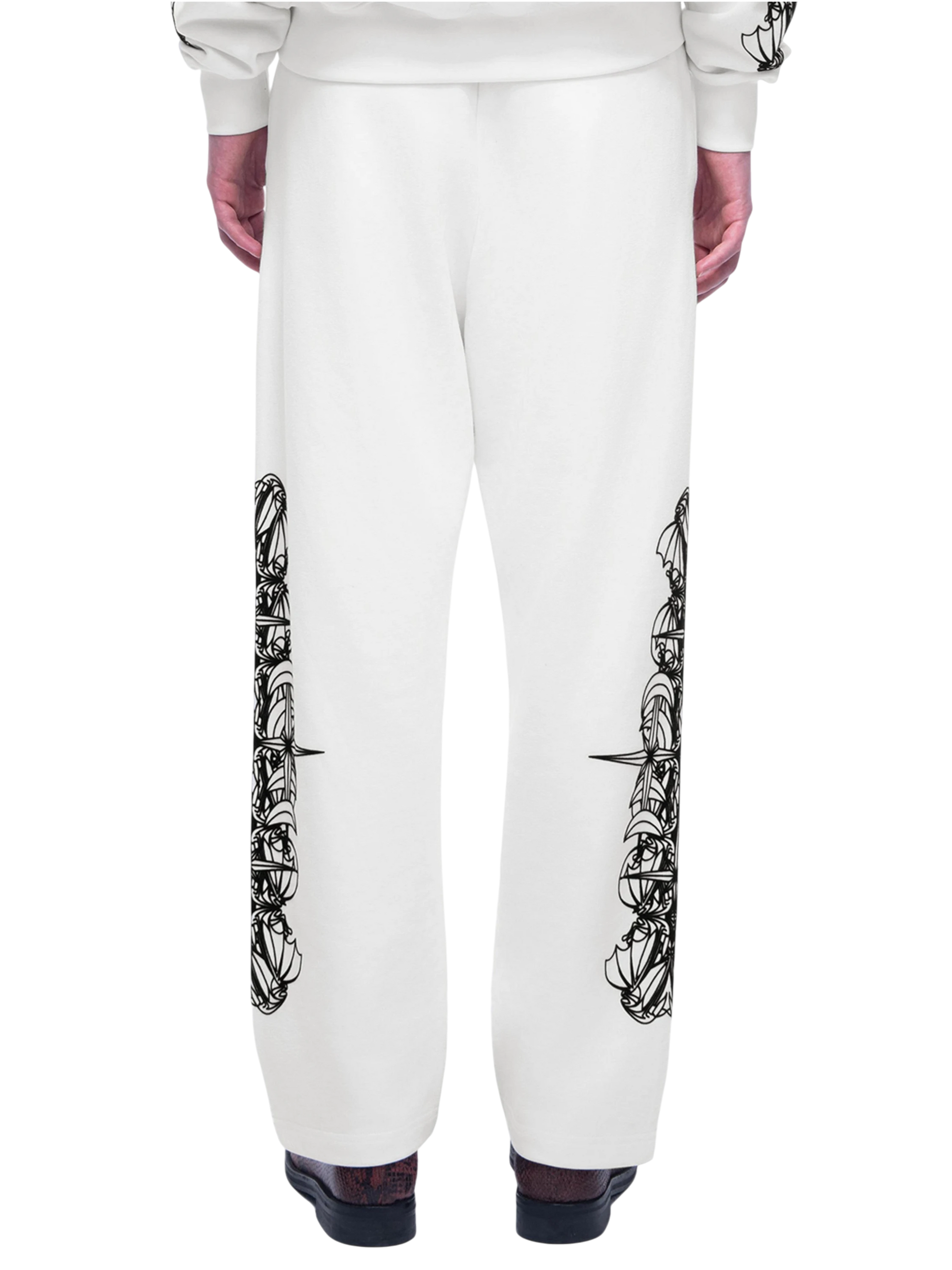 Off White Luminous Dawn flocked pants, back and side view