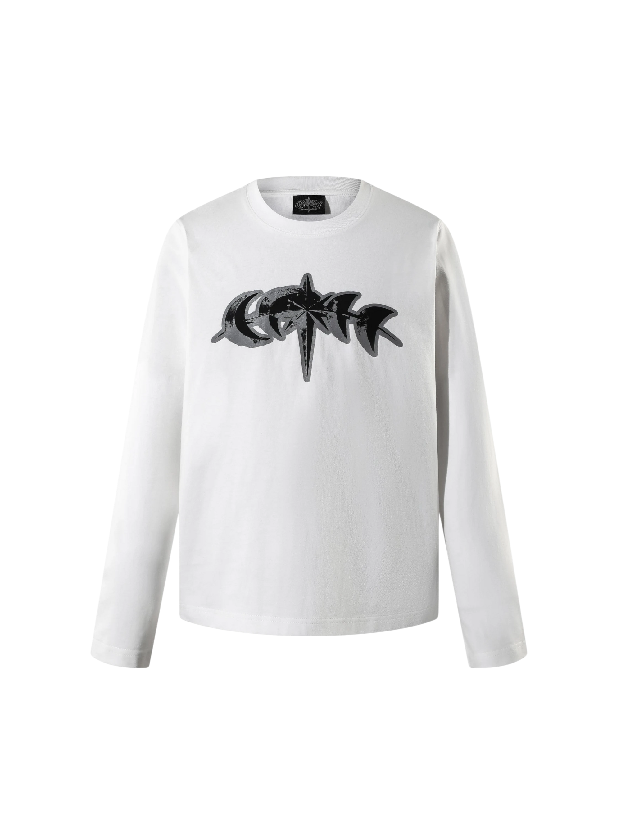 White Luminous Dawn 3M reflective star logo long-sleeve tee, front view
